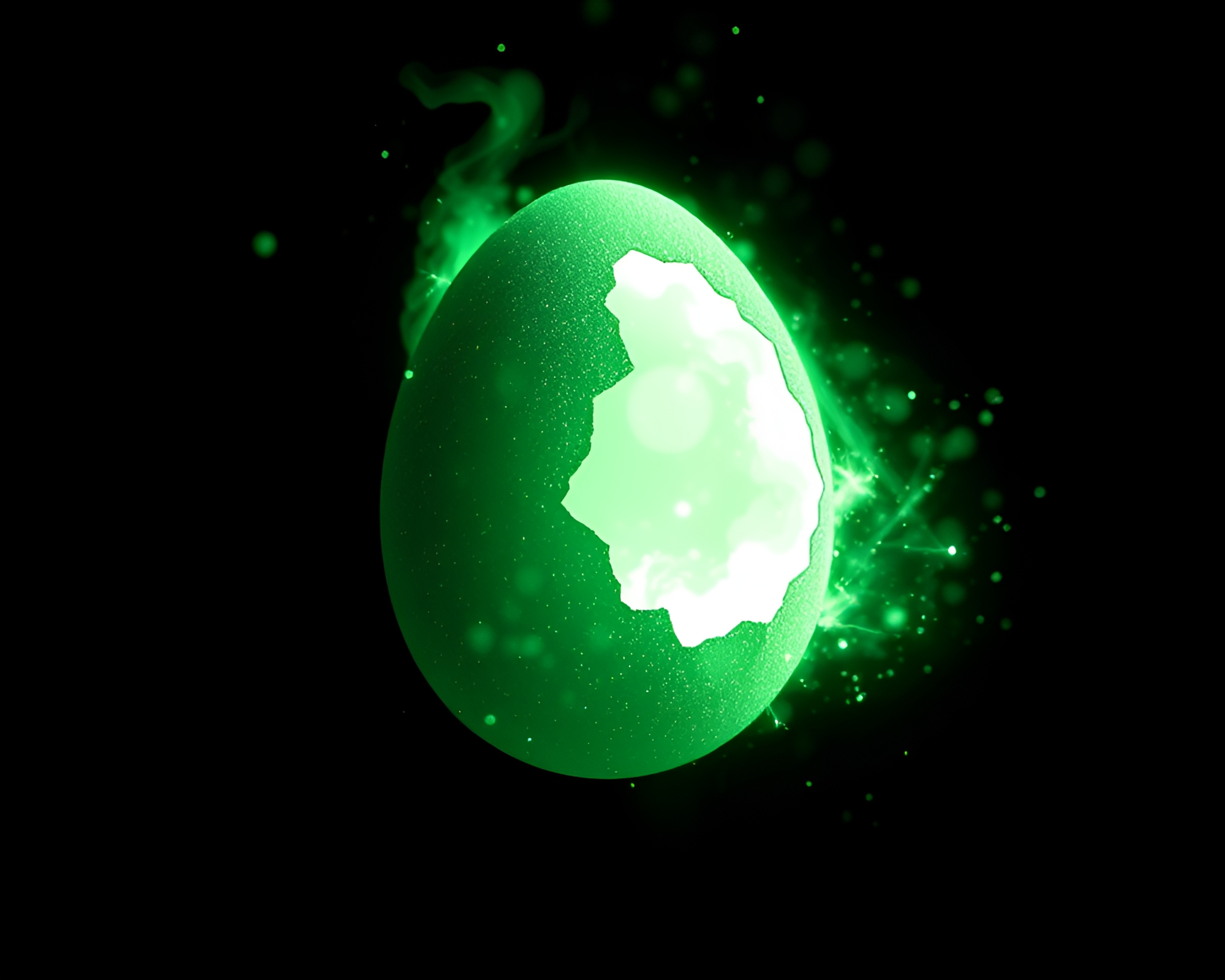 Glowing Dragon Egg in Enchanting Monochrome Green Scene – free AI stock image