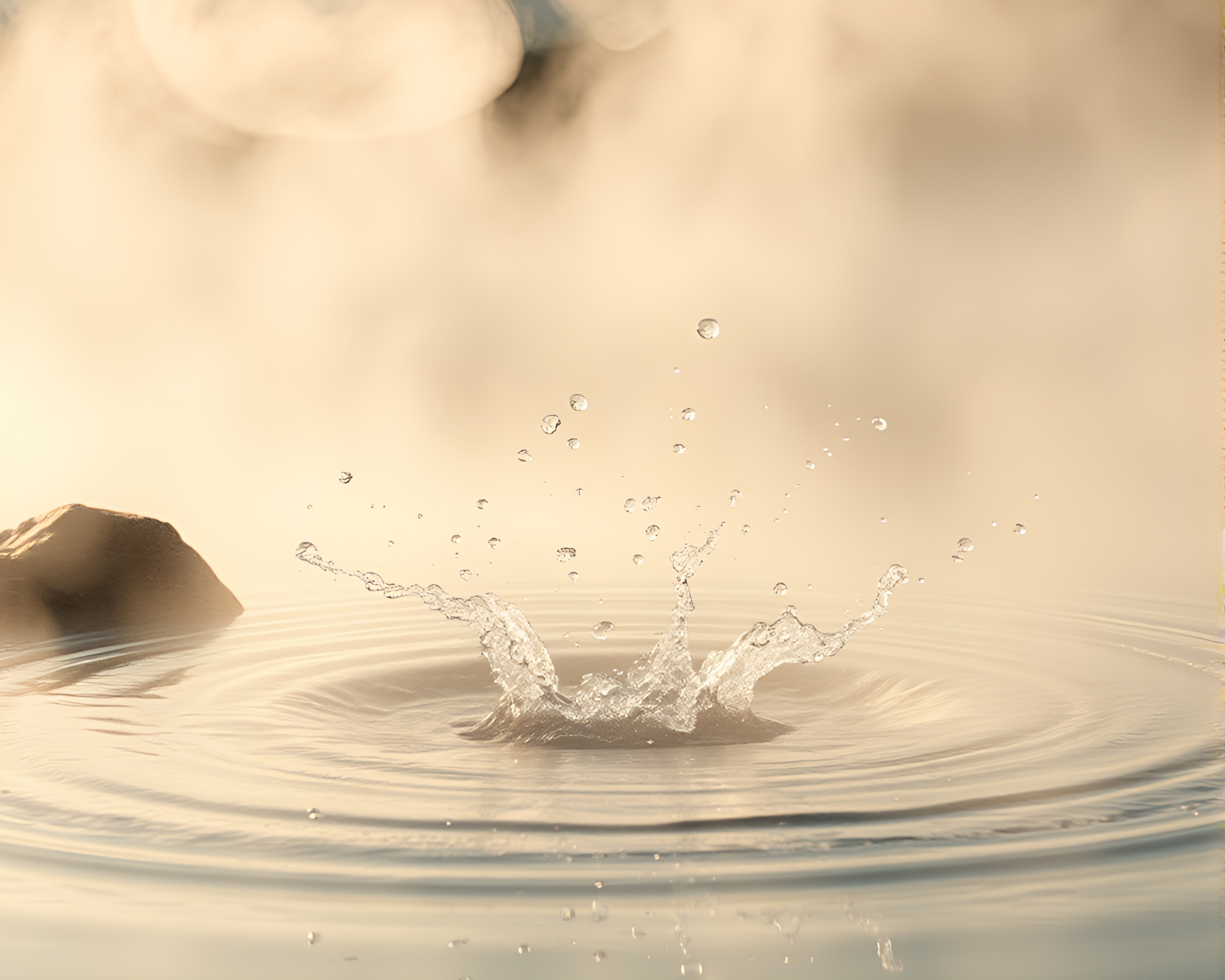 Hot Spring Reflections: Mystical Water Distortion Artwork – free AI stock image