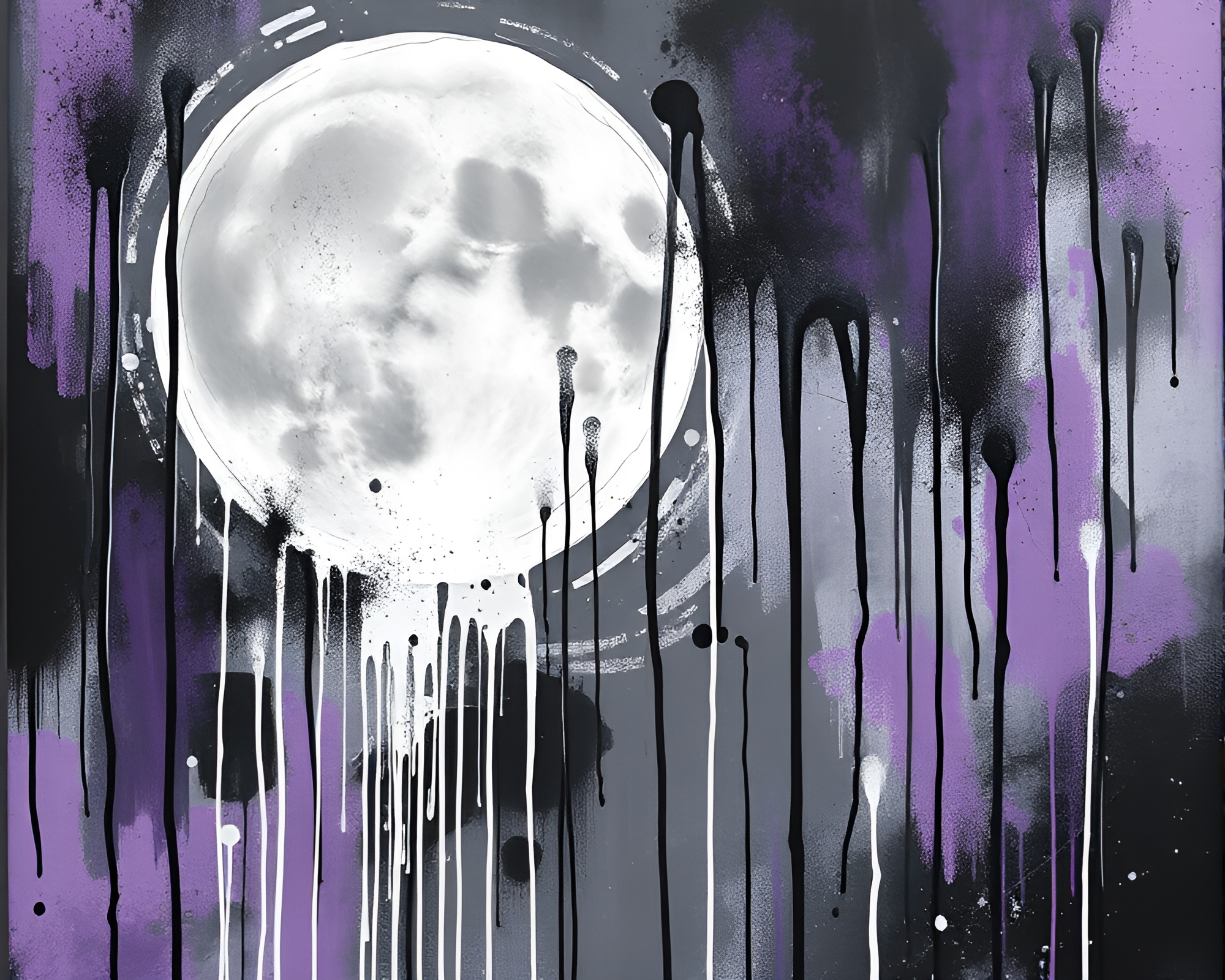 Lunar Grayscale Ultraviolet Graffiti Drips – free AI stock image