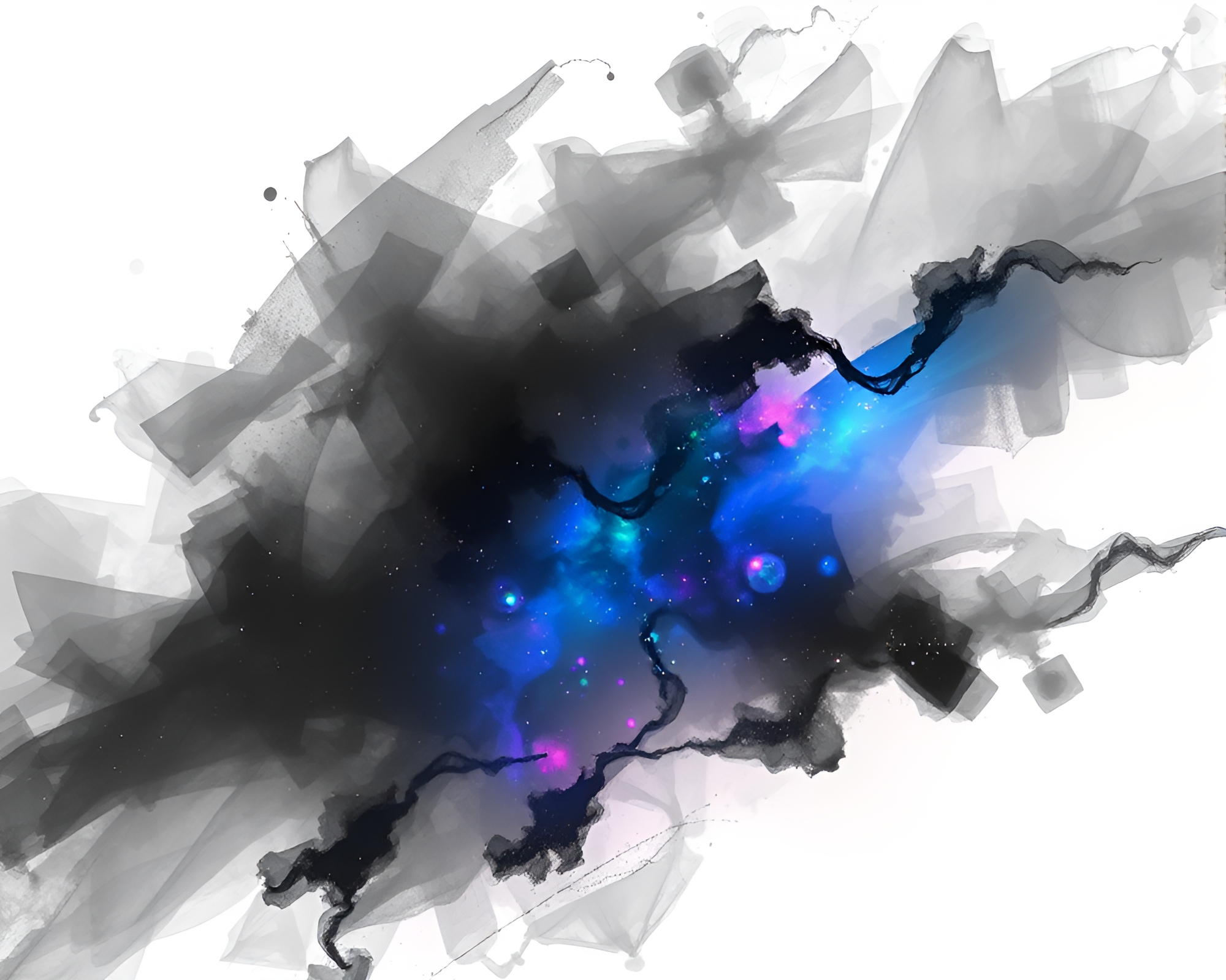 Charcoal cosmos: holographic nebula in stereoscopic depth – free AI stock image