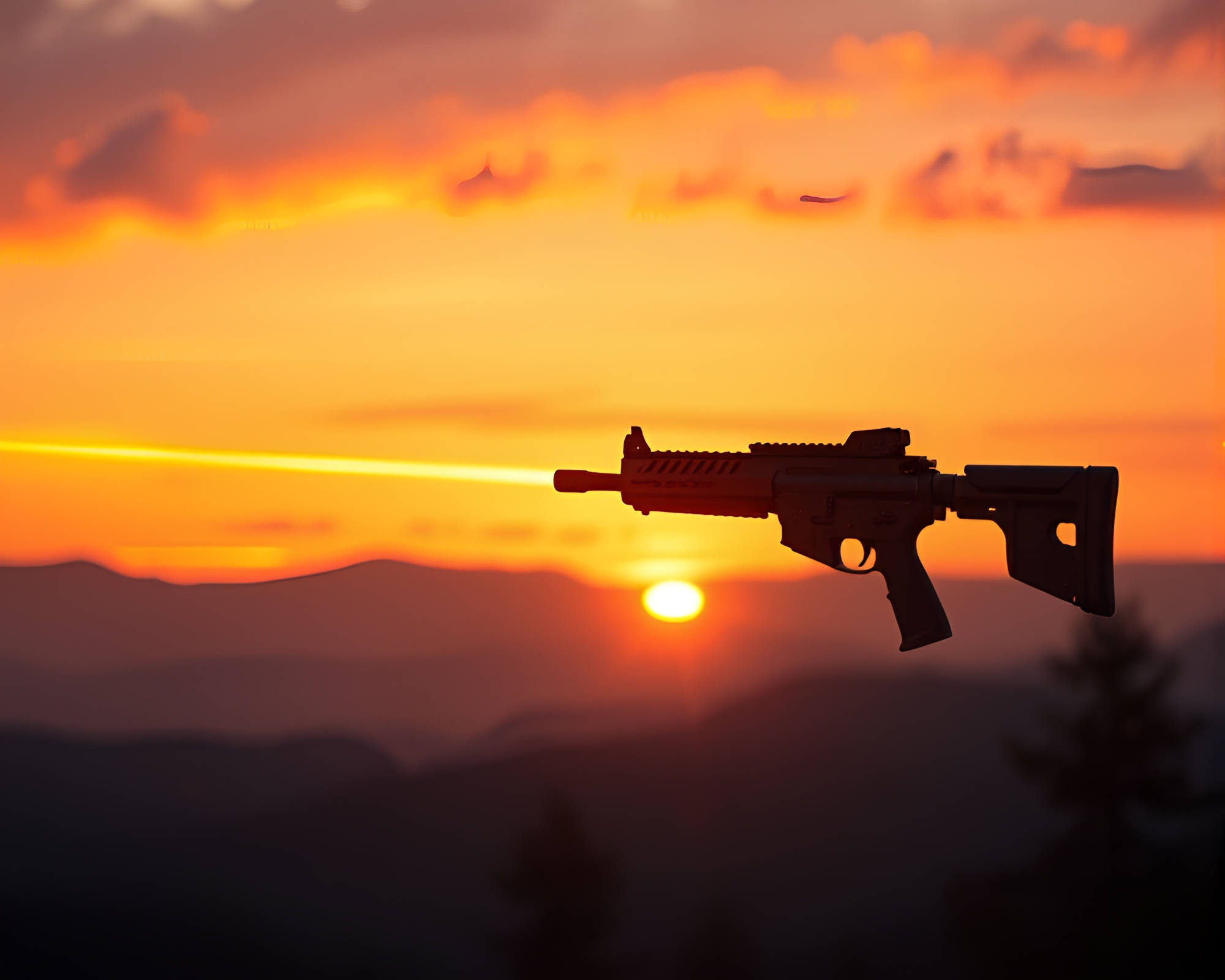 Plasma Rifle Geometry in Dusk’s Glow – free AI stock image