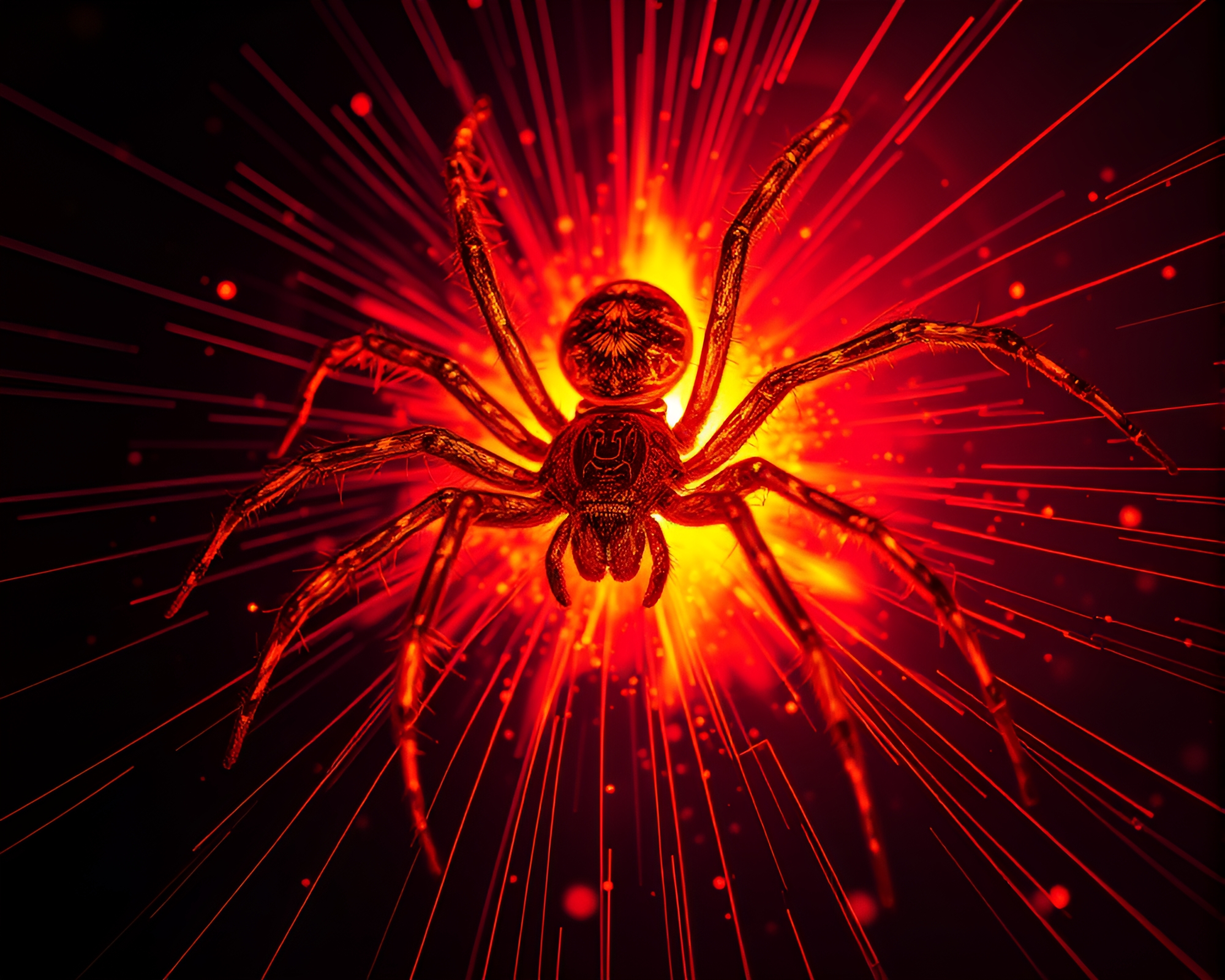 Mechanical Spider in Theatrical Lighting, Color Splash Composition – free AI stock image