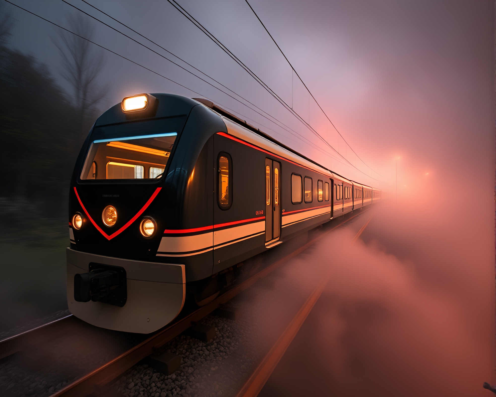 Ethereal Fiber Optics Magnetic Levitation Train Fantasy – free AI stock image