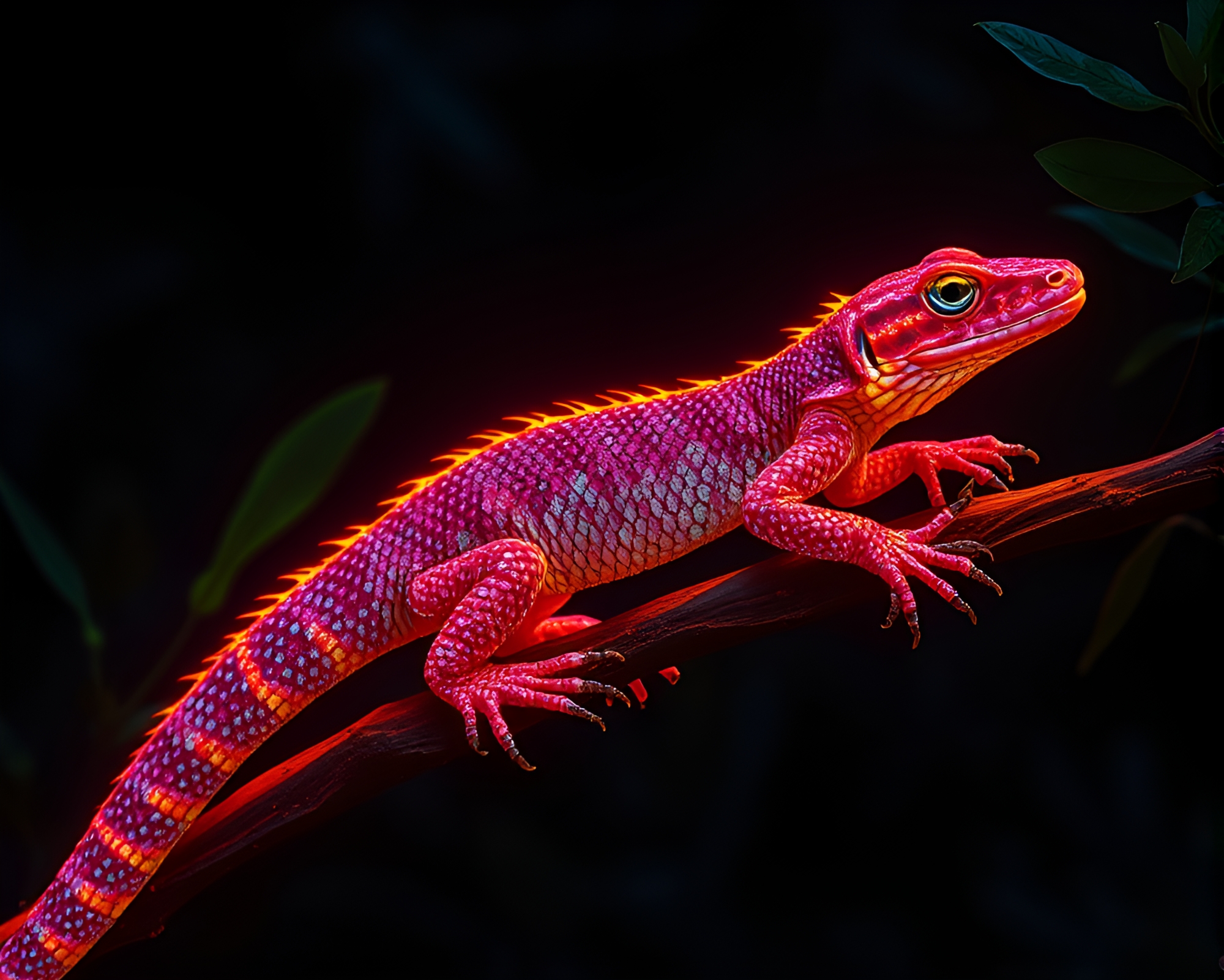 Mystical Basilisk in Botanical Fiber Optics Jungle – free AI stock image