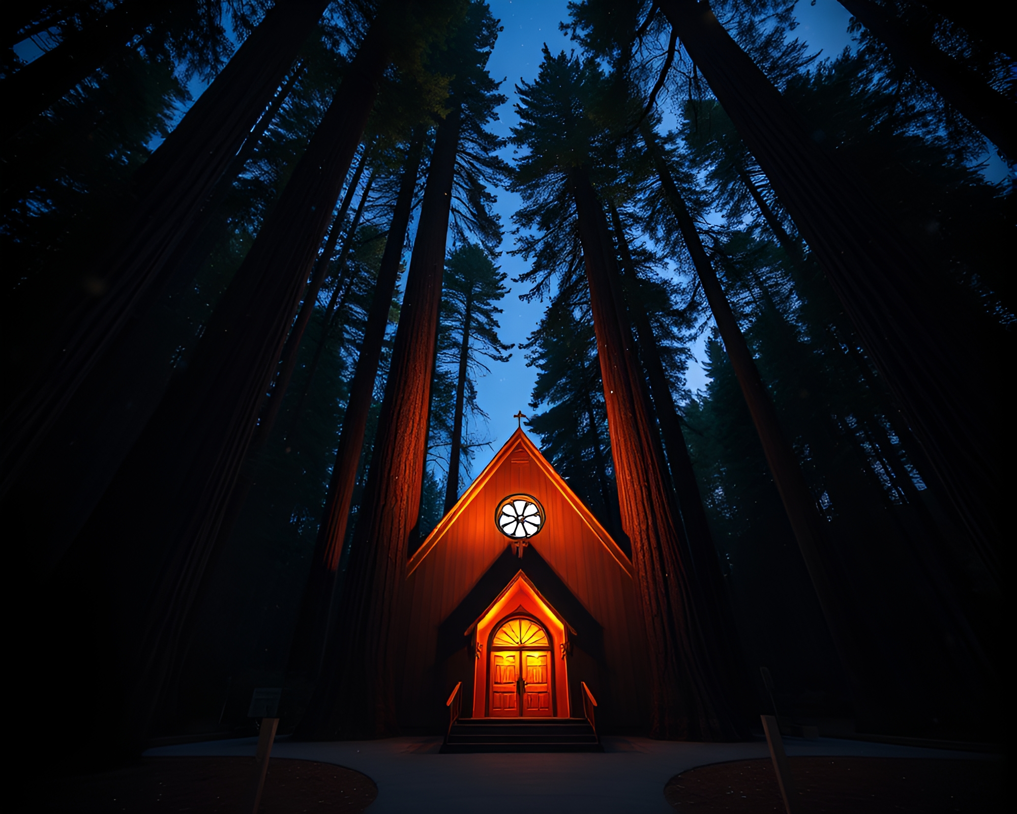 Enchanted Redwood Forest Hologram Specks – free AI stock image