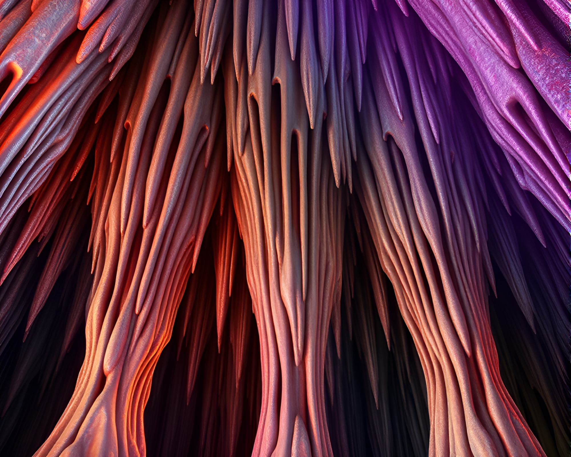 Holographic Cave Stalactites in Fractal Glow – free AI stock image