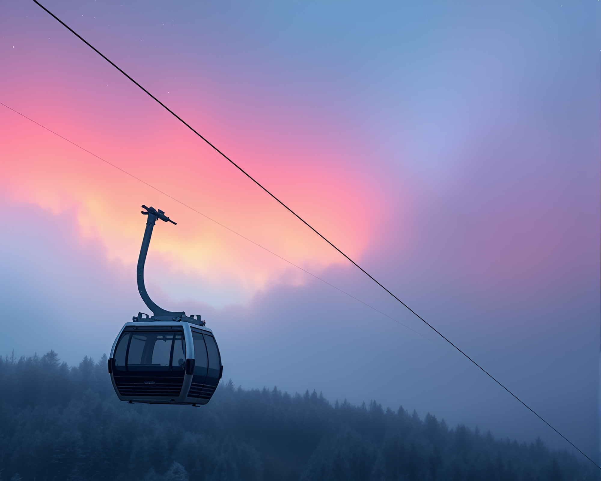 Gondola Lift in Rainbow Minimalist Design – free AI stock image