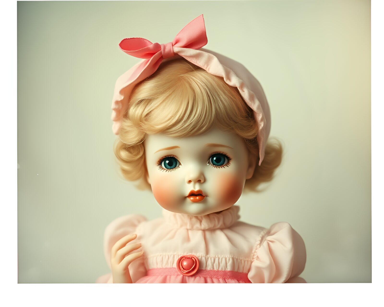 Vintage digital render of a pixelated porcelain doll