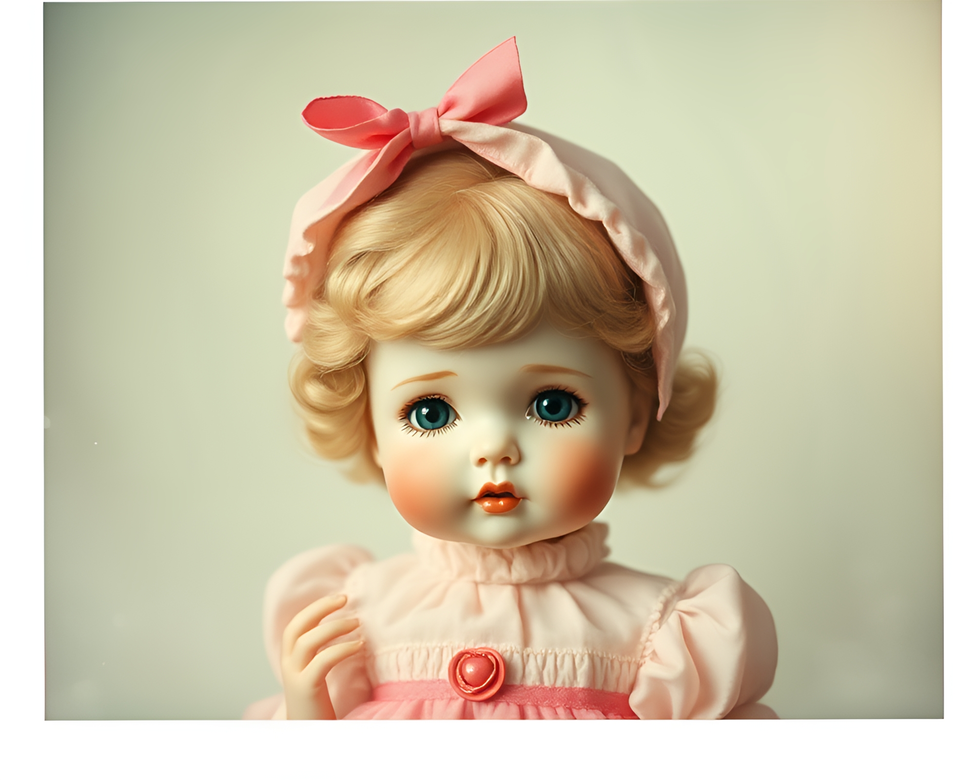Pixelated Porcelain Doll in Vintage Digital Painting – free AI stock image