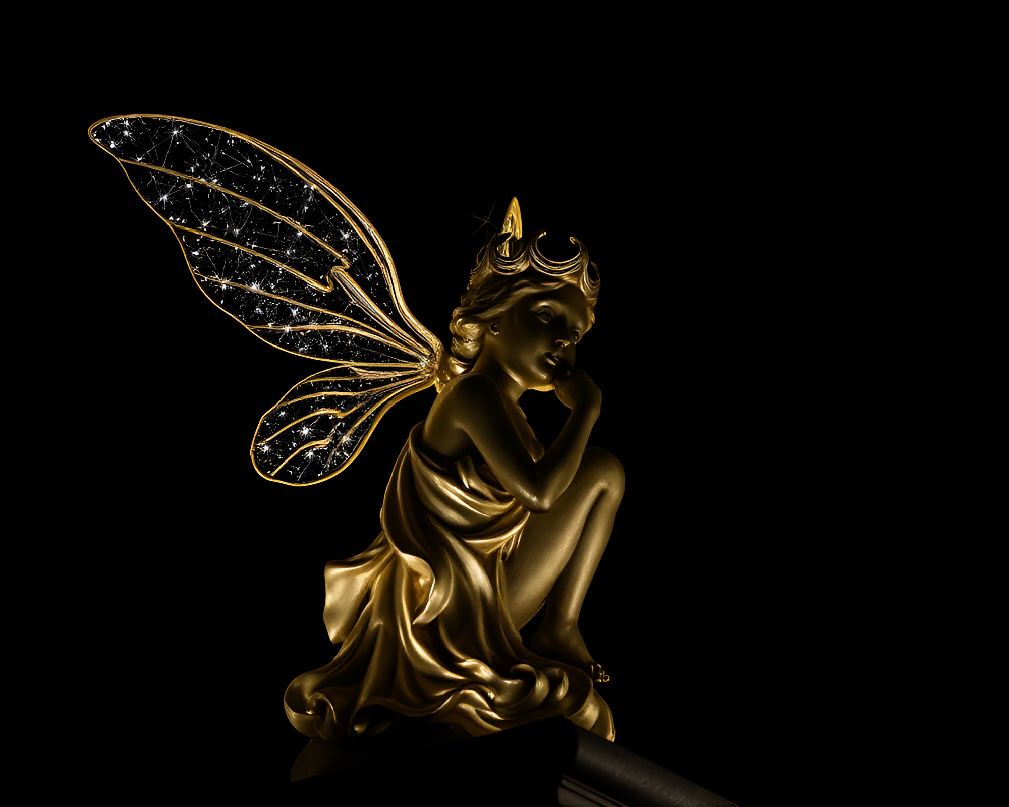 Enchanted Statue in Crosshatch Brilliance – free AI stock image