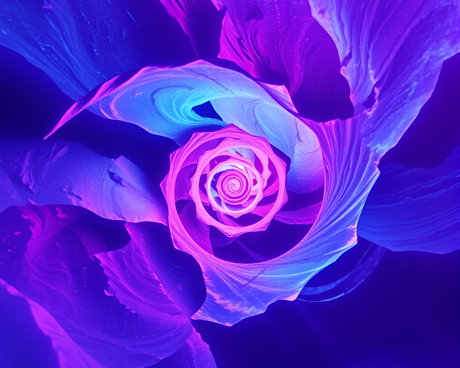 Twisting glacier with vibrant retro colors and ultraviolet hues