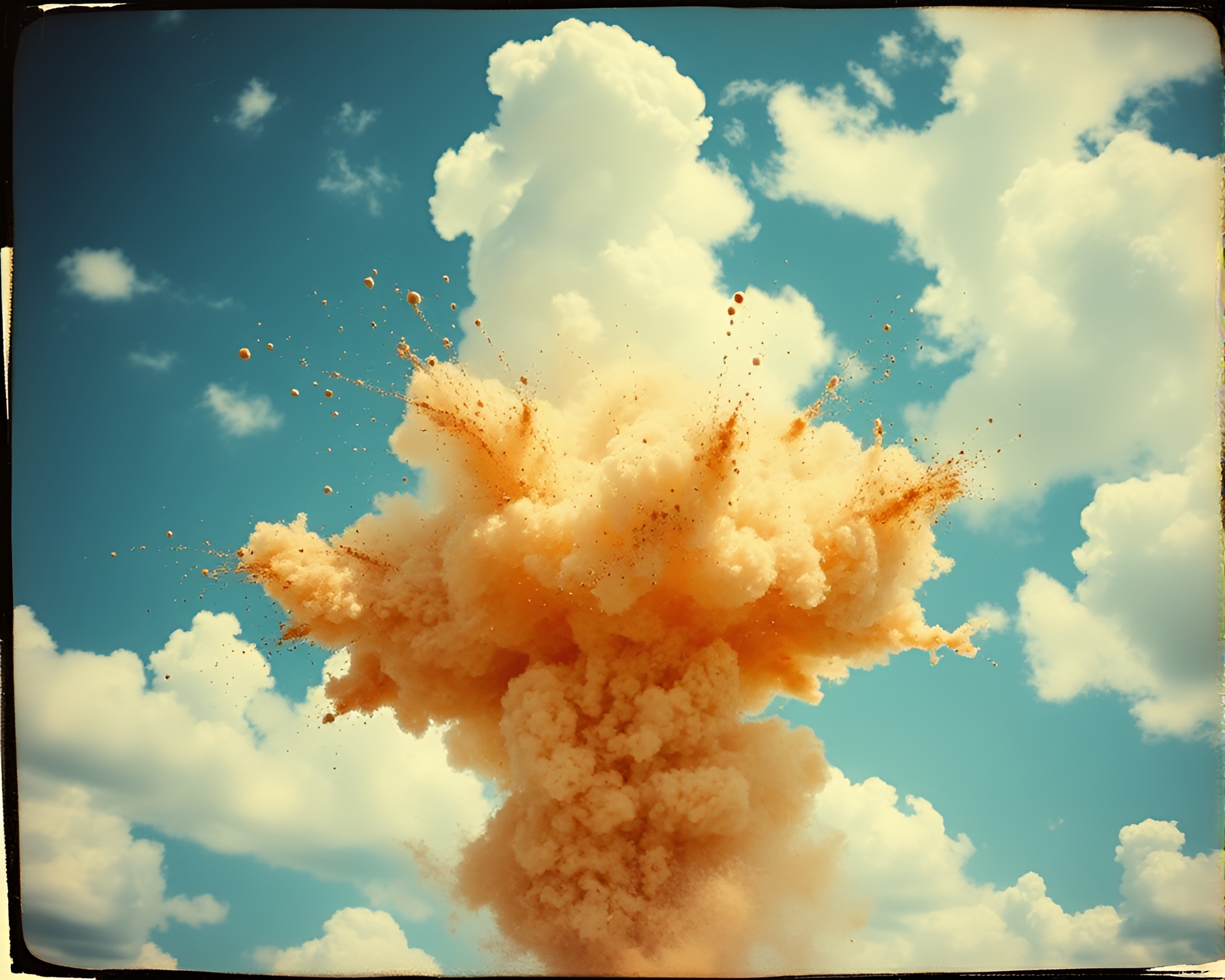 Rustic Pottery Explosion: Vintage Polaroid Dream – free AI stock image