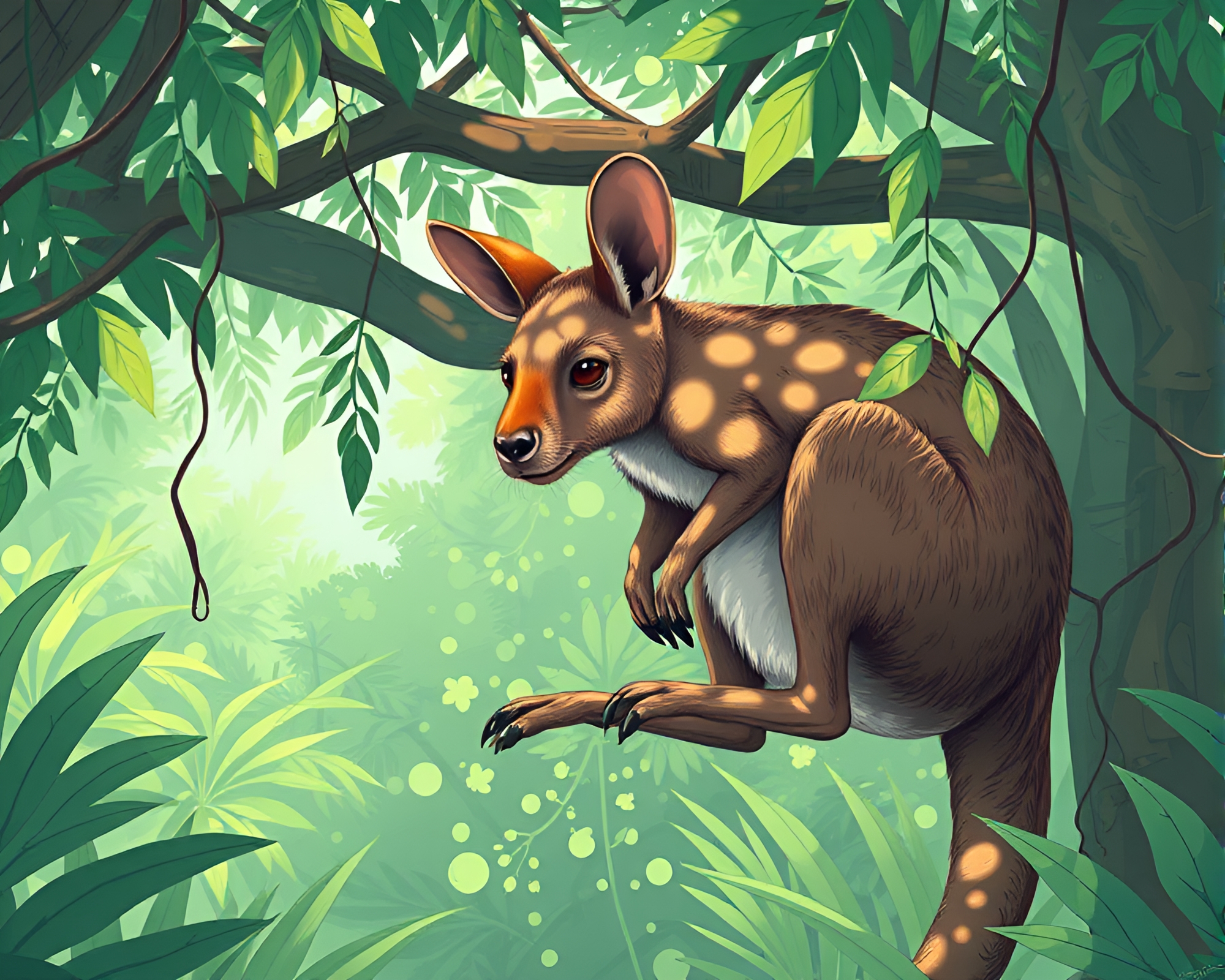 Kangaroo in Jungle Canopy Reflections – free AI stock image