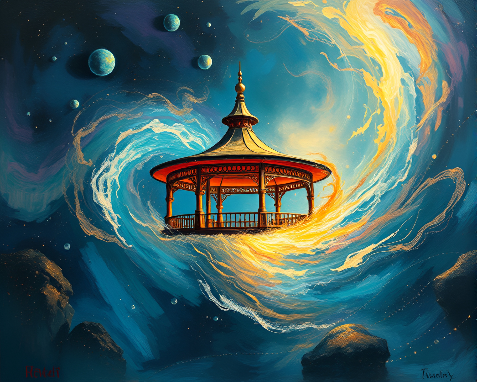 Sorcery Pavilion in Swirling Vortex – free AI stock image