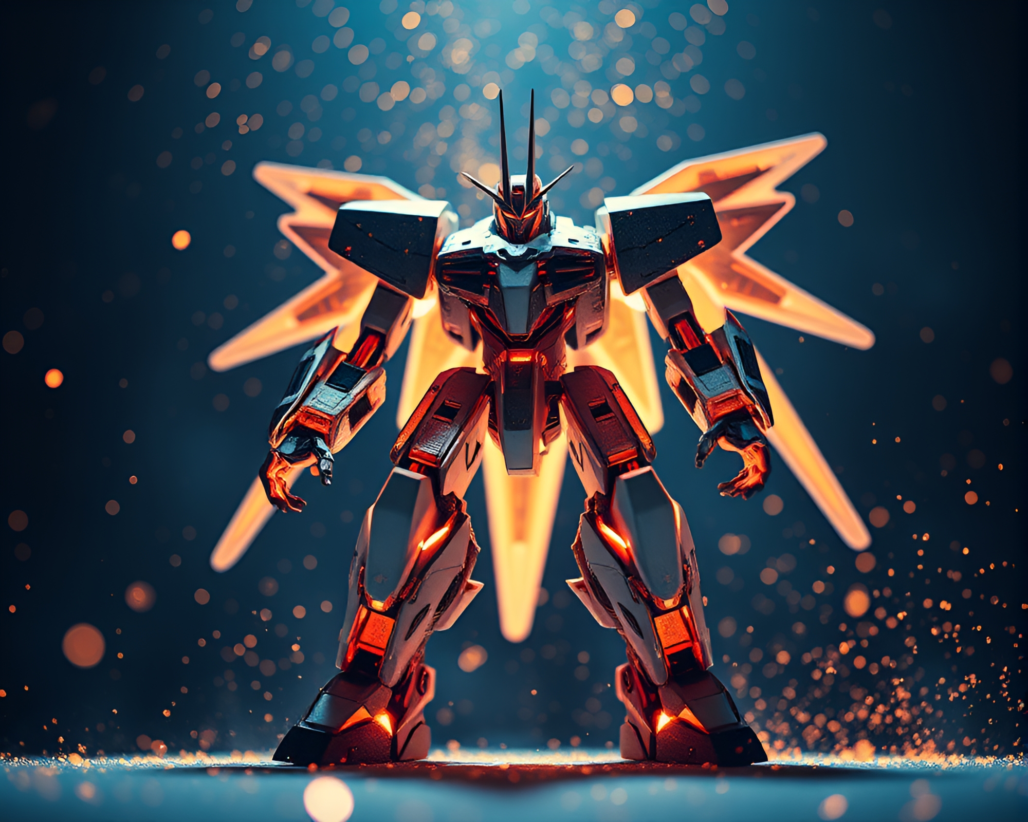 Origami-style Battle Mech in Dusty Low-Angle Shot – free AI stock image