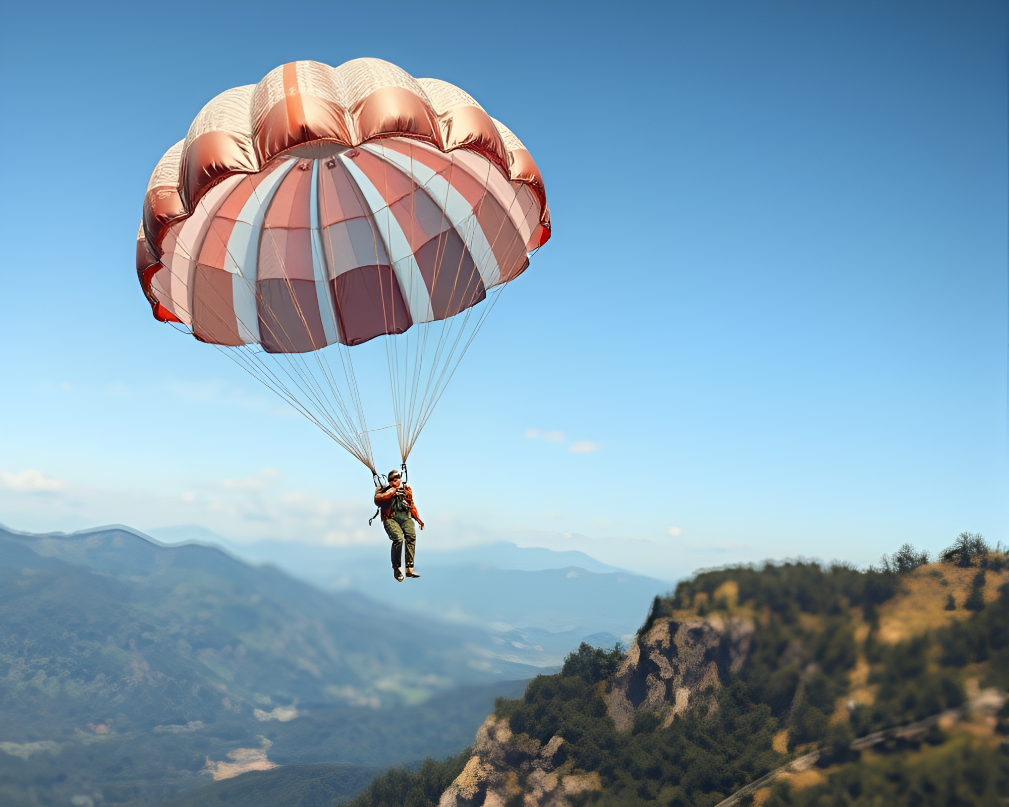 Vintage Parachute Jumper in Wood Grain Simulation – free AI stock image