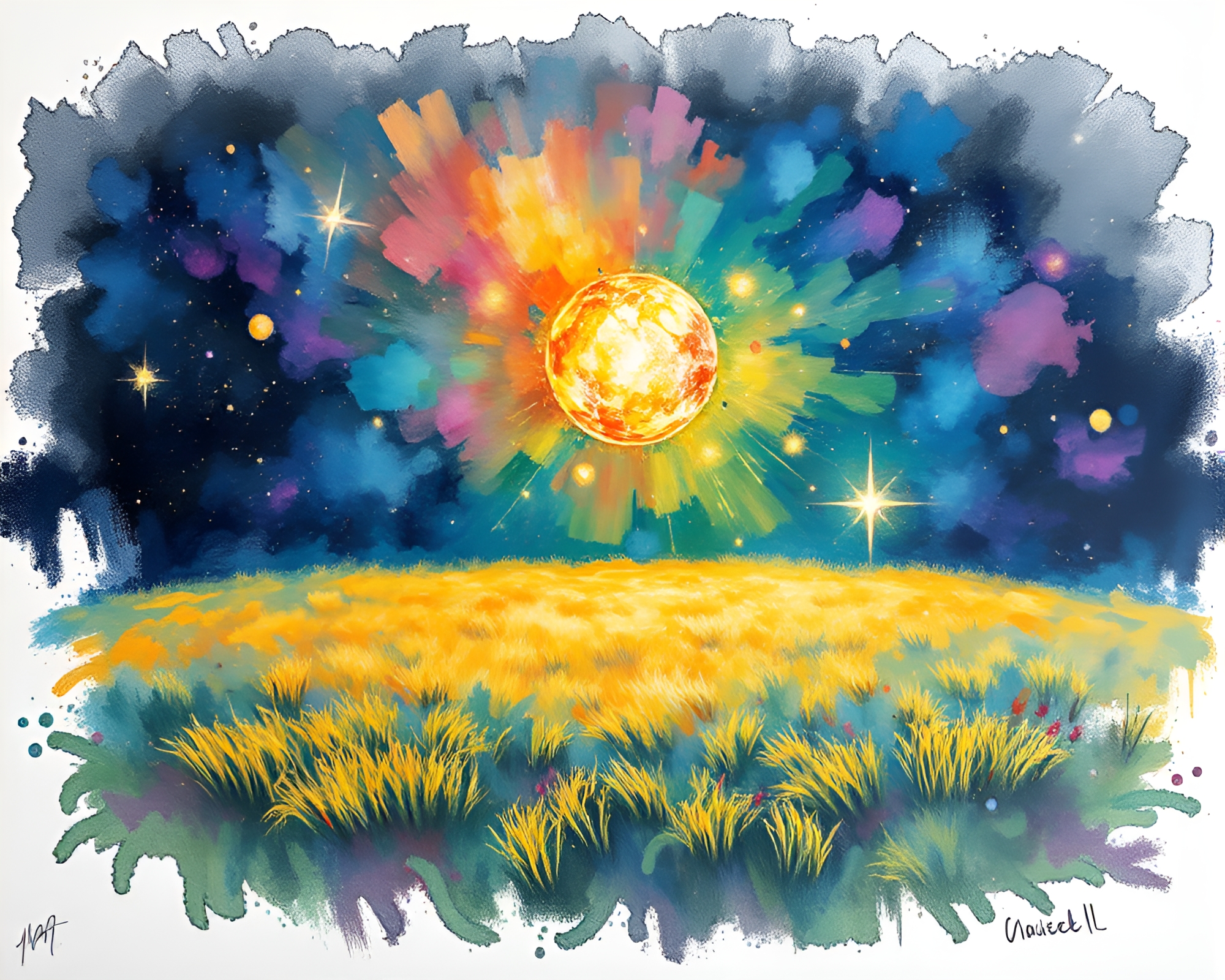 Geyser Field Fabric Folds Disco Ball Tempera Painting – free AI stock image