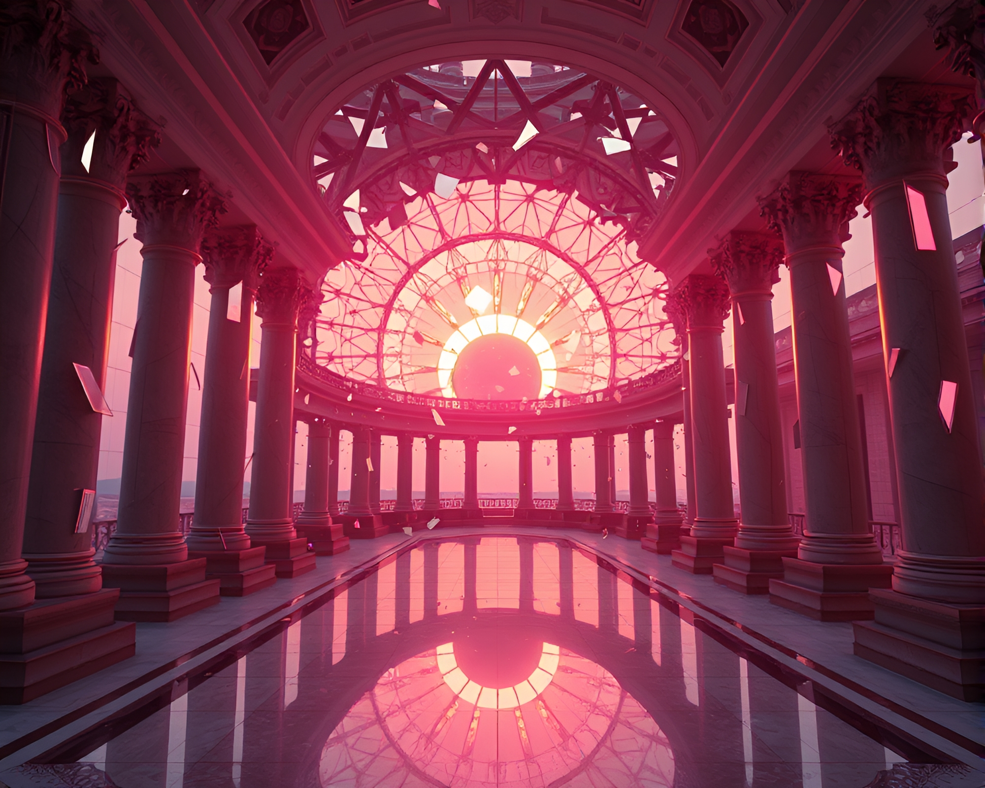 Sunrise Drum in Architectural Kaleidoscope – free AI stock image