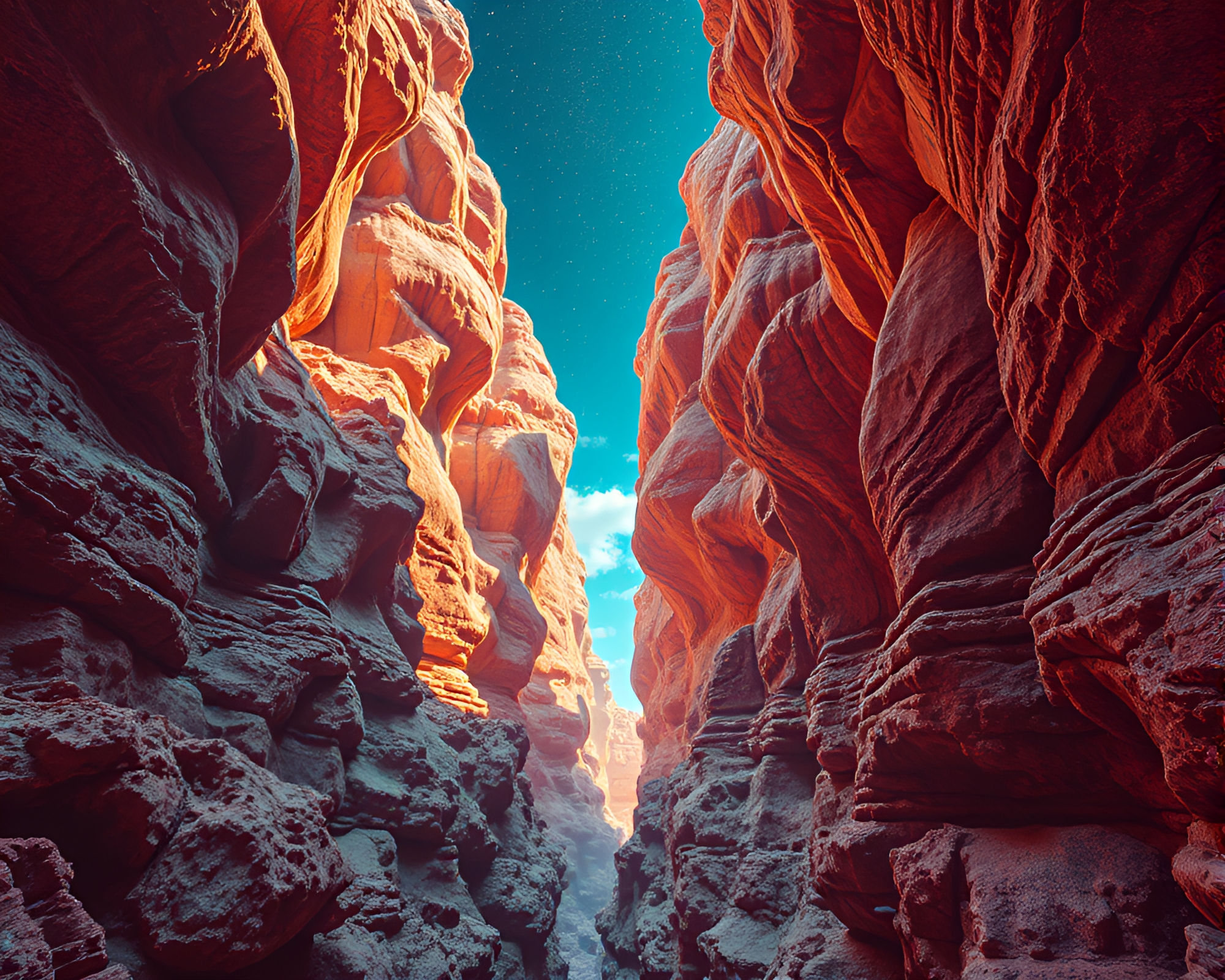 Ethereal Retro Futurism Coral Reef Canyon Exploration – free AI stock image