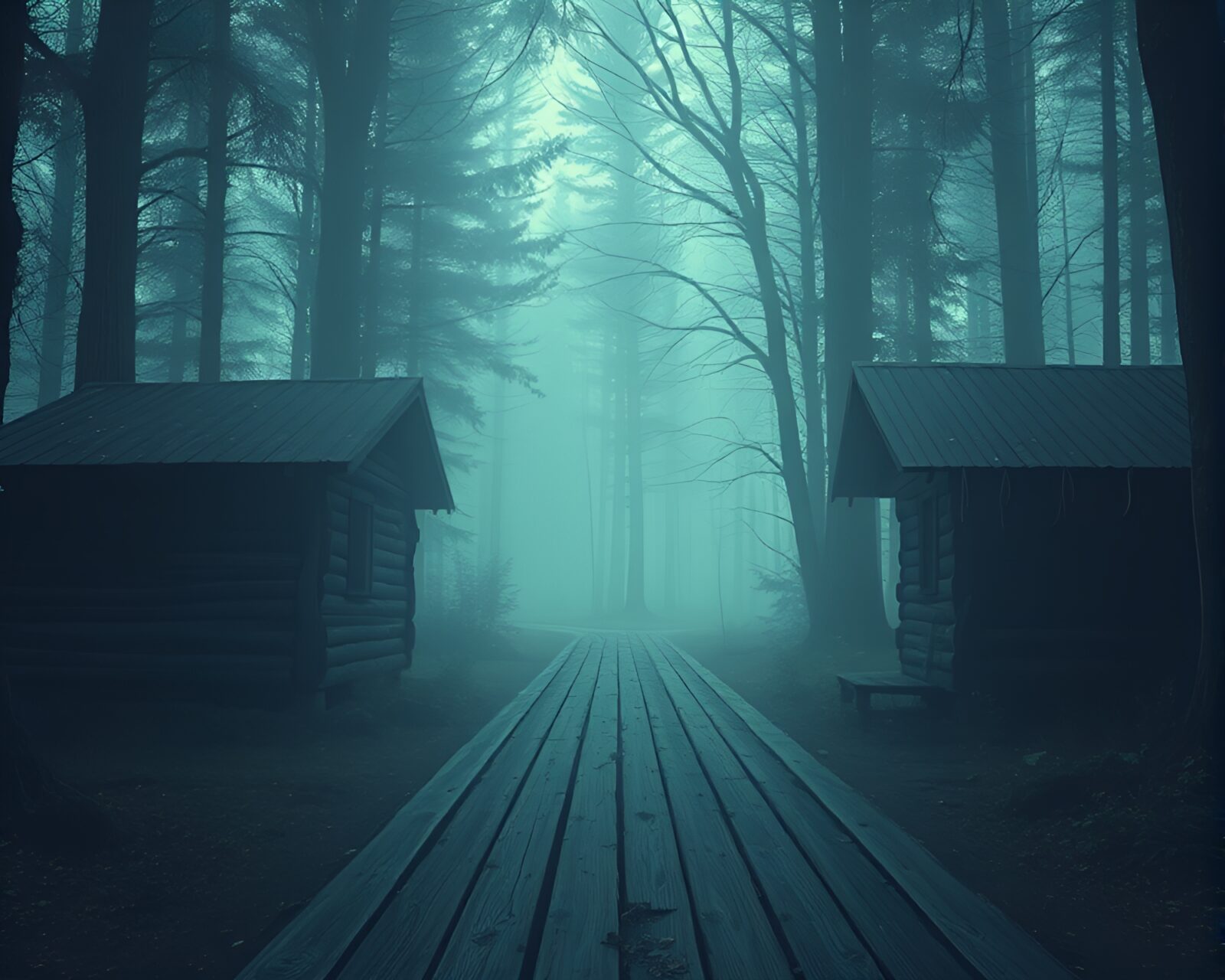 8-bit art of a rustic cabin with leading lines