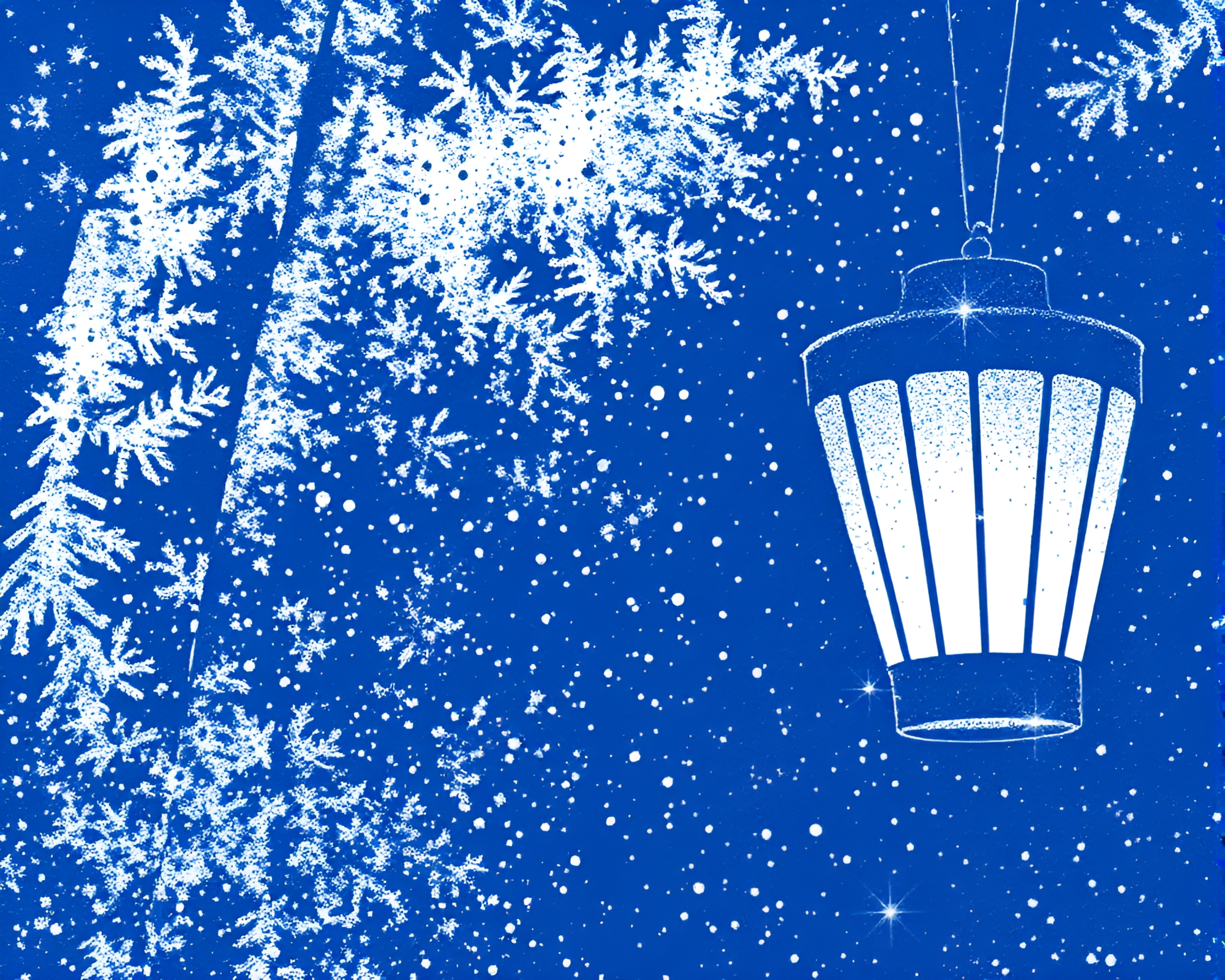 Vector Halftone Monochrome Lantern Scene – free AI stock image