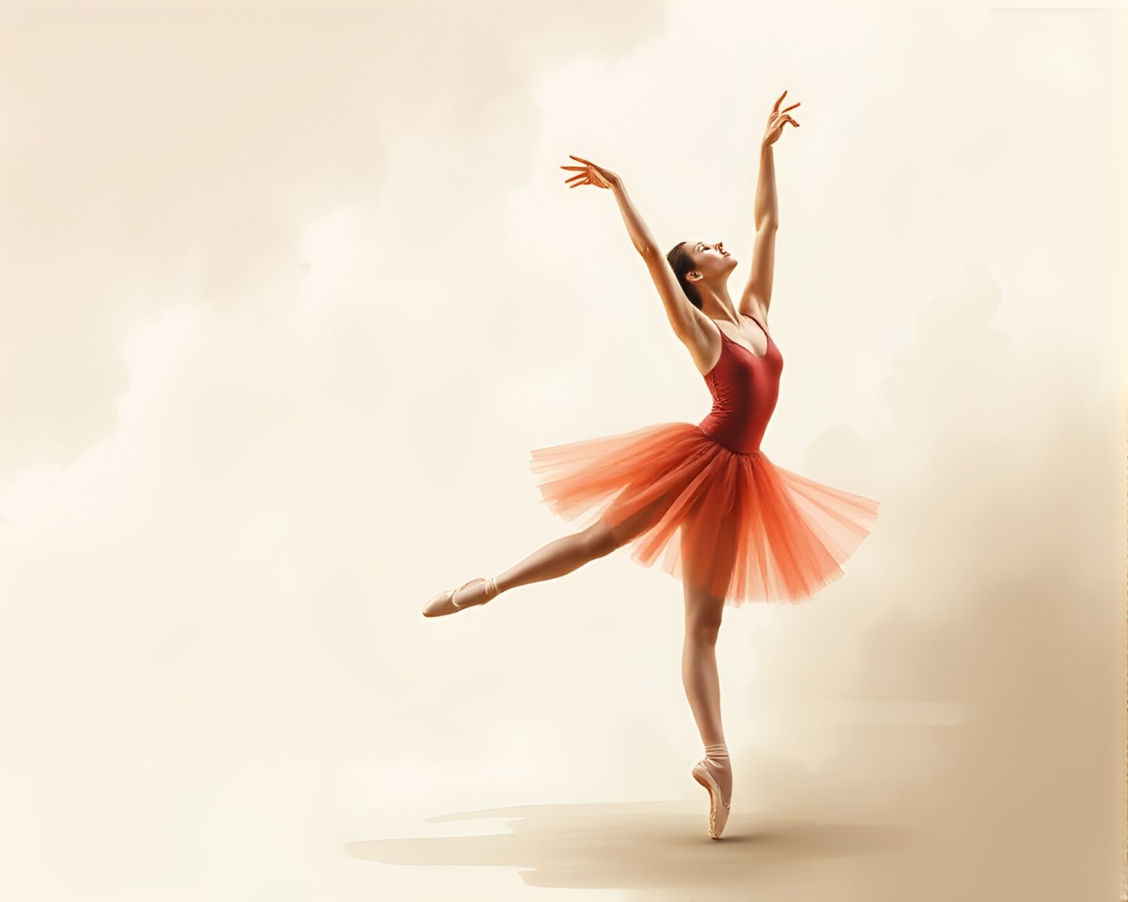 Acid wash palette ballet dancer surrounded by nature