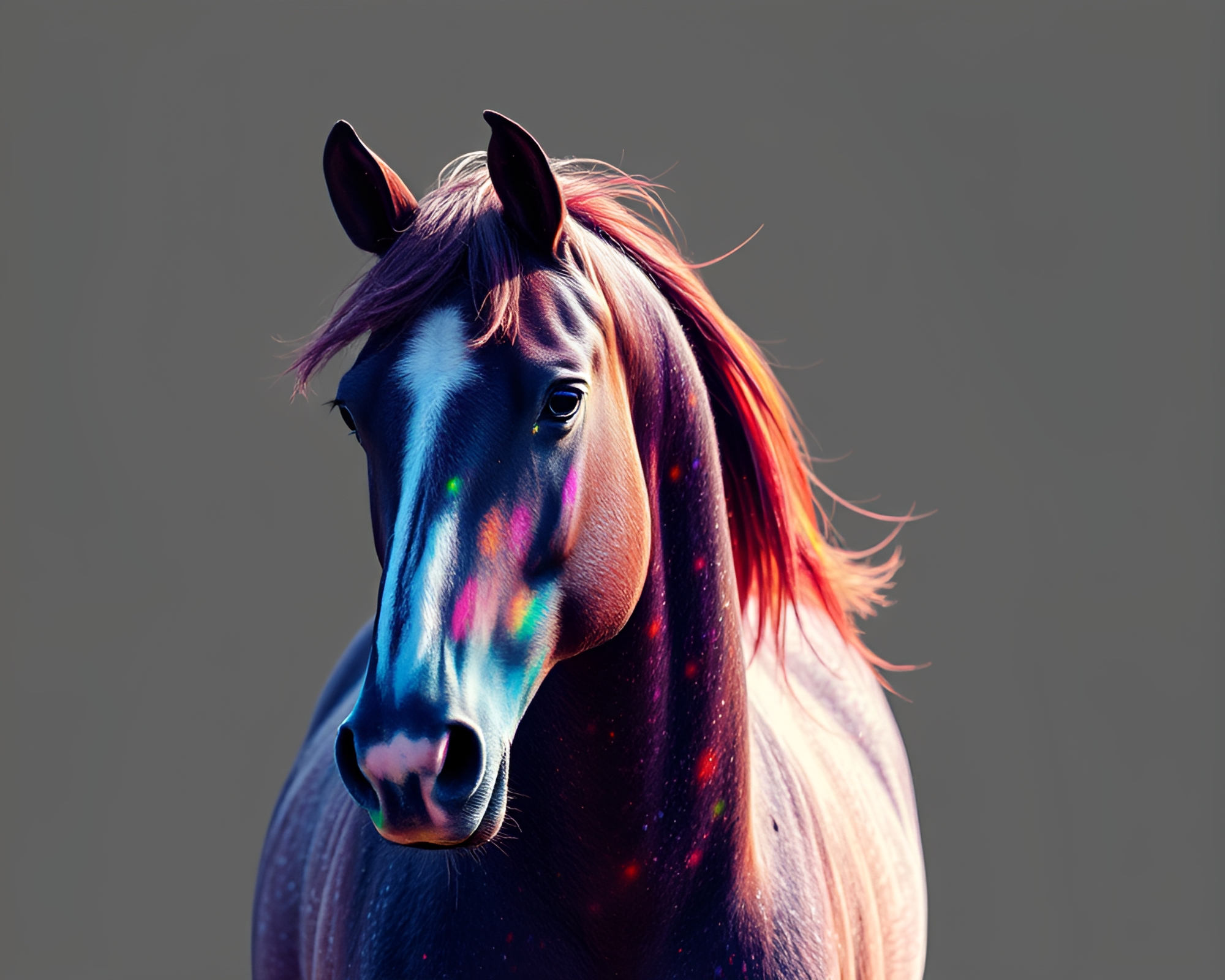 Mildew-Spotted Wild Stallion in Prism-Refraction Light – free AI stock image