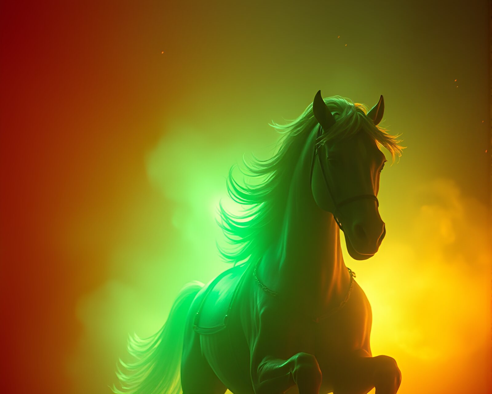 Ethereal sorcery glow envelops a dystopian-style centaur creature