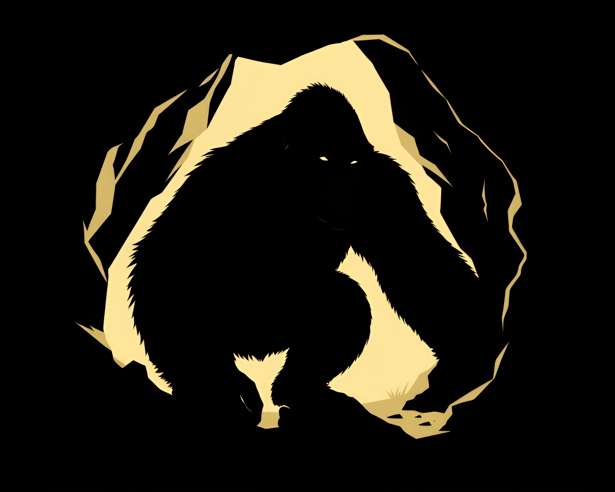 Gorilla Shadow in Cave Entrance Flat Design – free AI stock image
