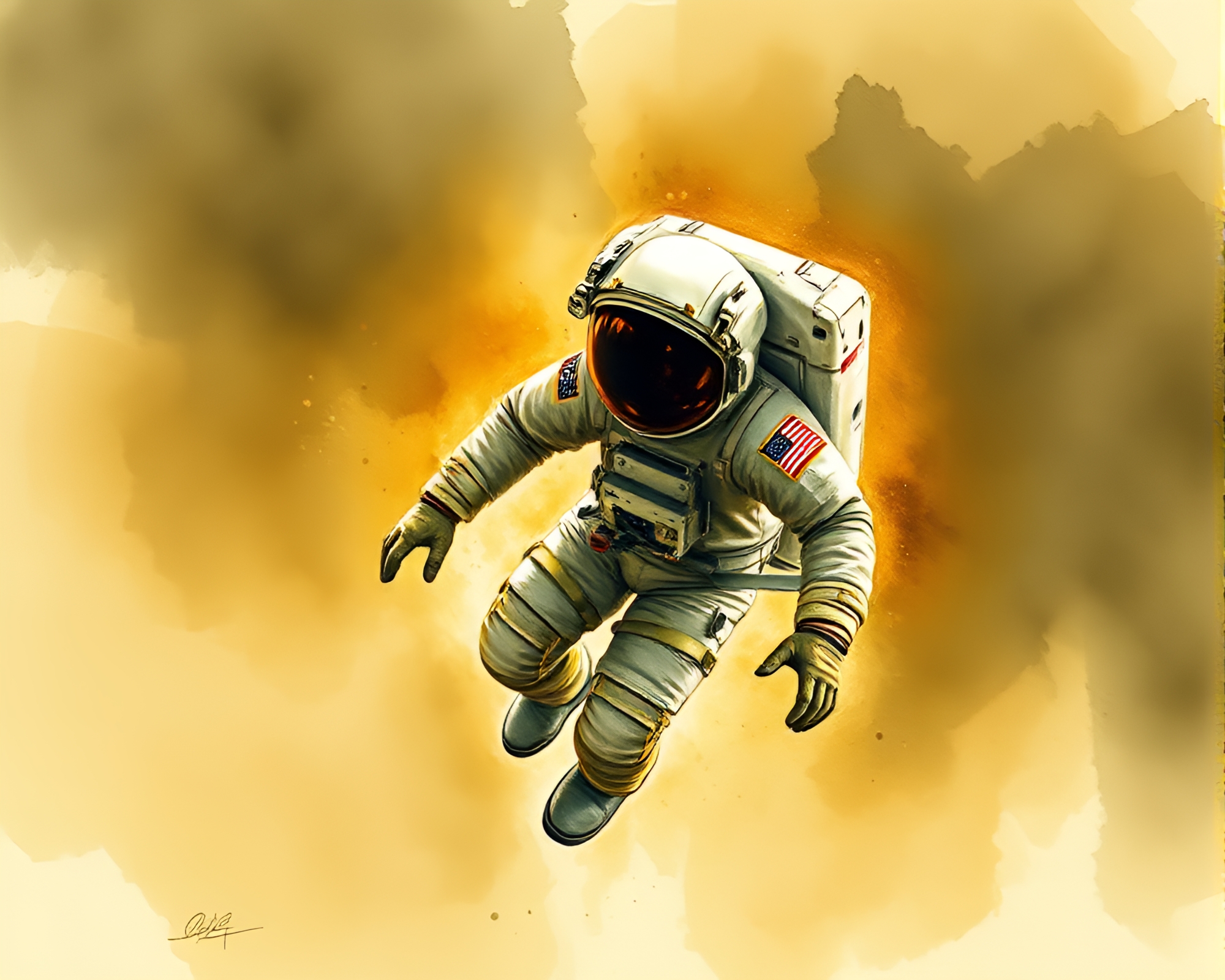 Astronaut in Olive Drab Flare – free AI stock image