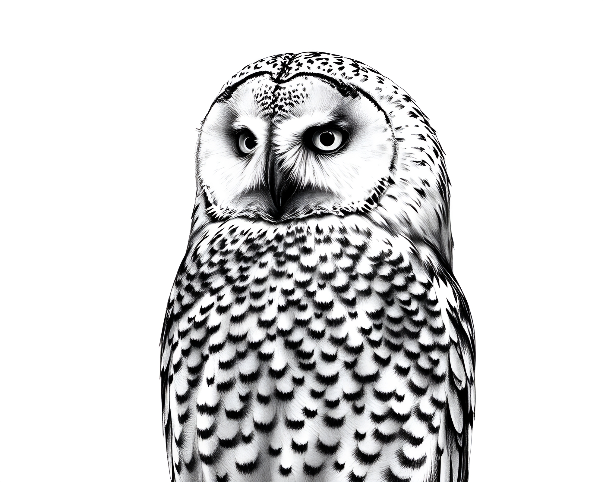 Snowy Owl Engraved Artwork with Grain Overlay – free AI stock image
