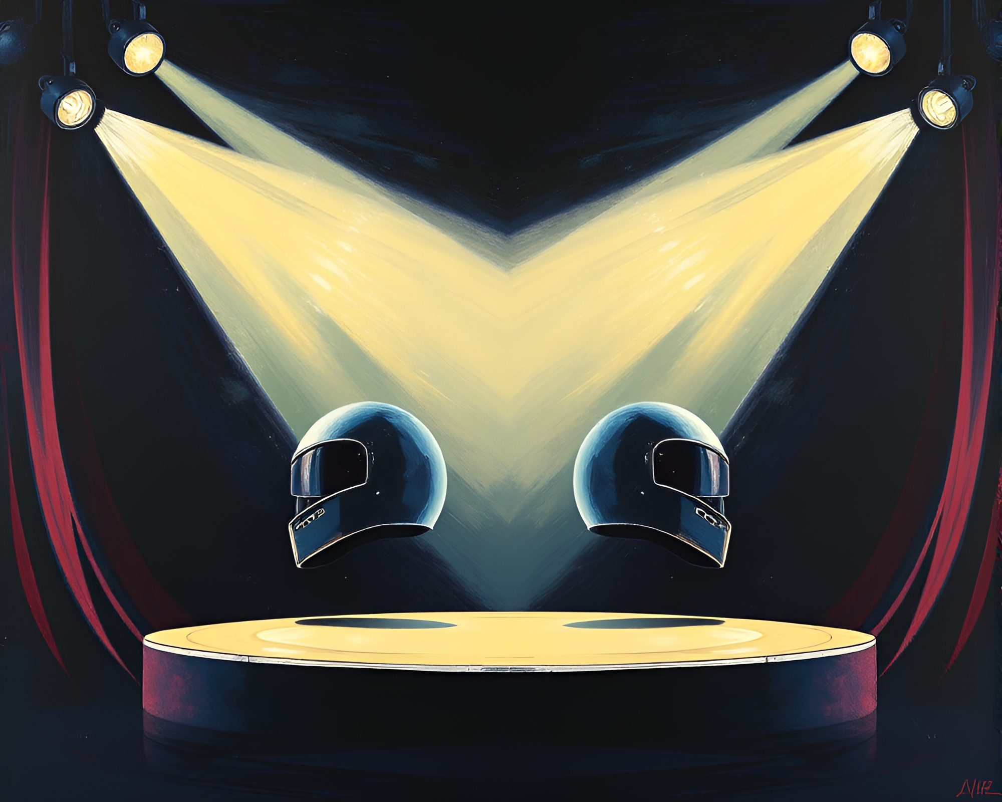 Symmetrical Helmet: Acrylic Spotlight Painting – free AI stock image