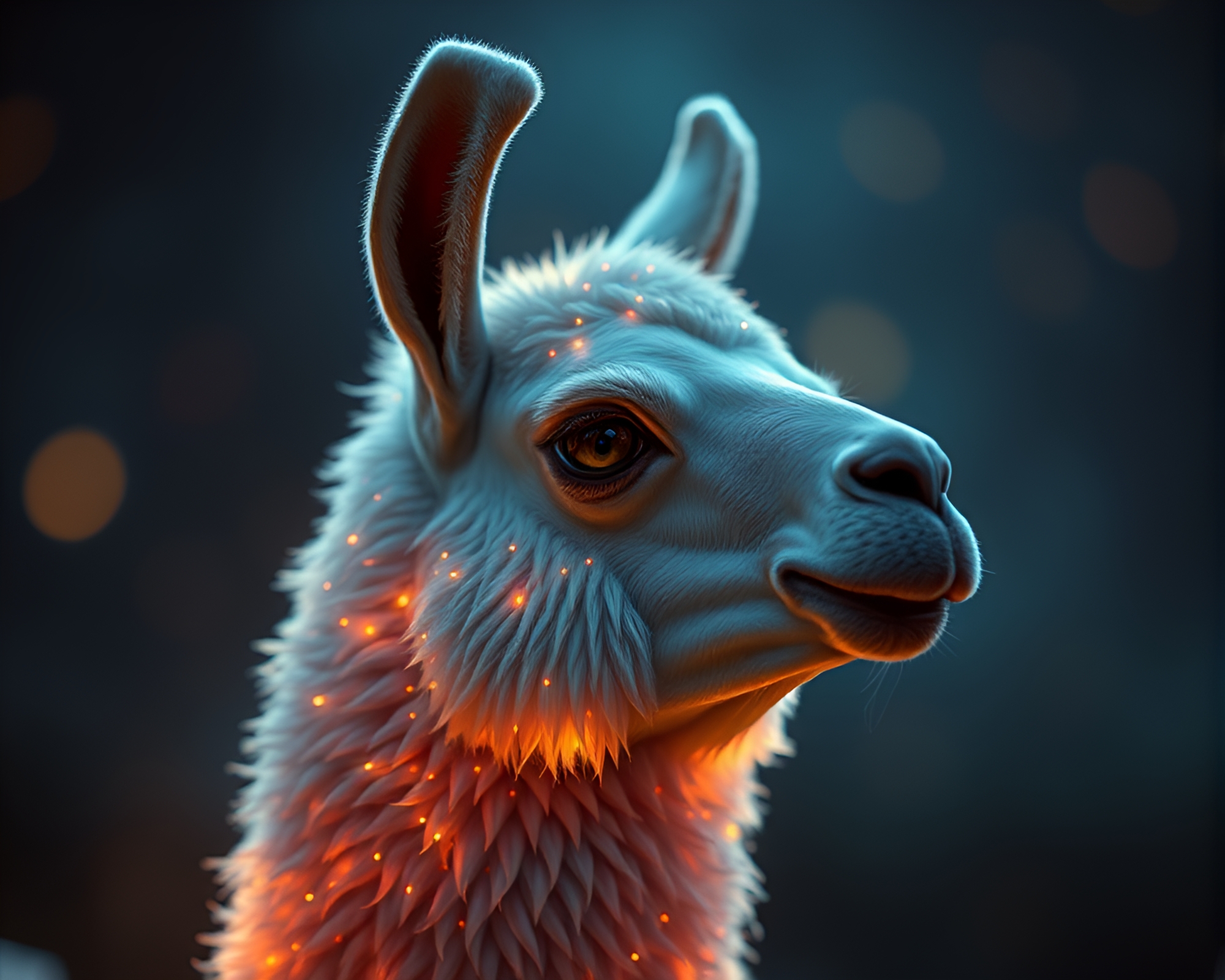 Pixel Art Llama in Torchlight Glow – free AI stock image