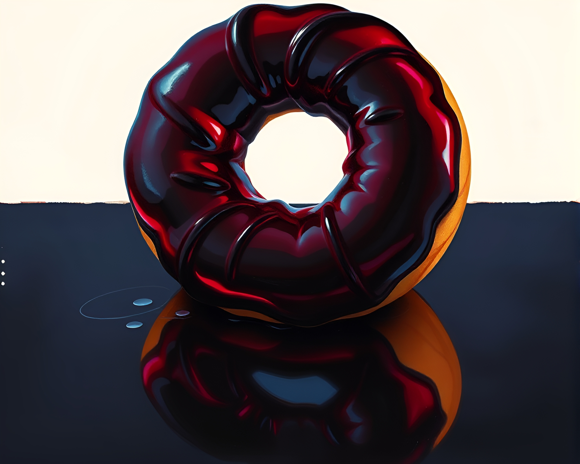 Impasto Jelly-Filled Doughnut with Retro Noir Vibes – free AI stock image