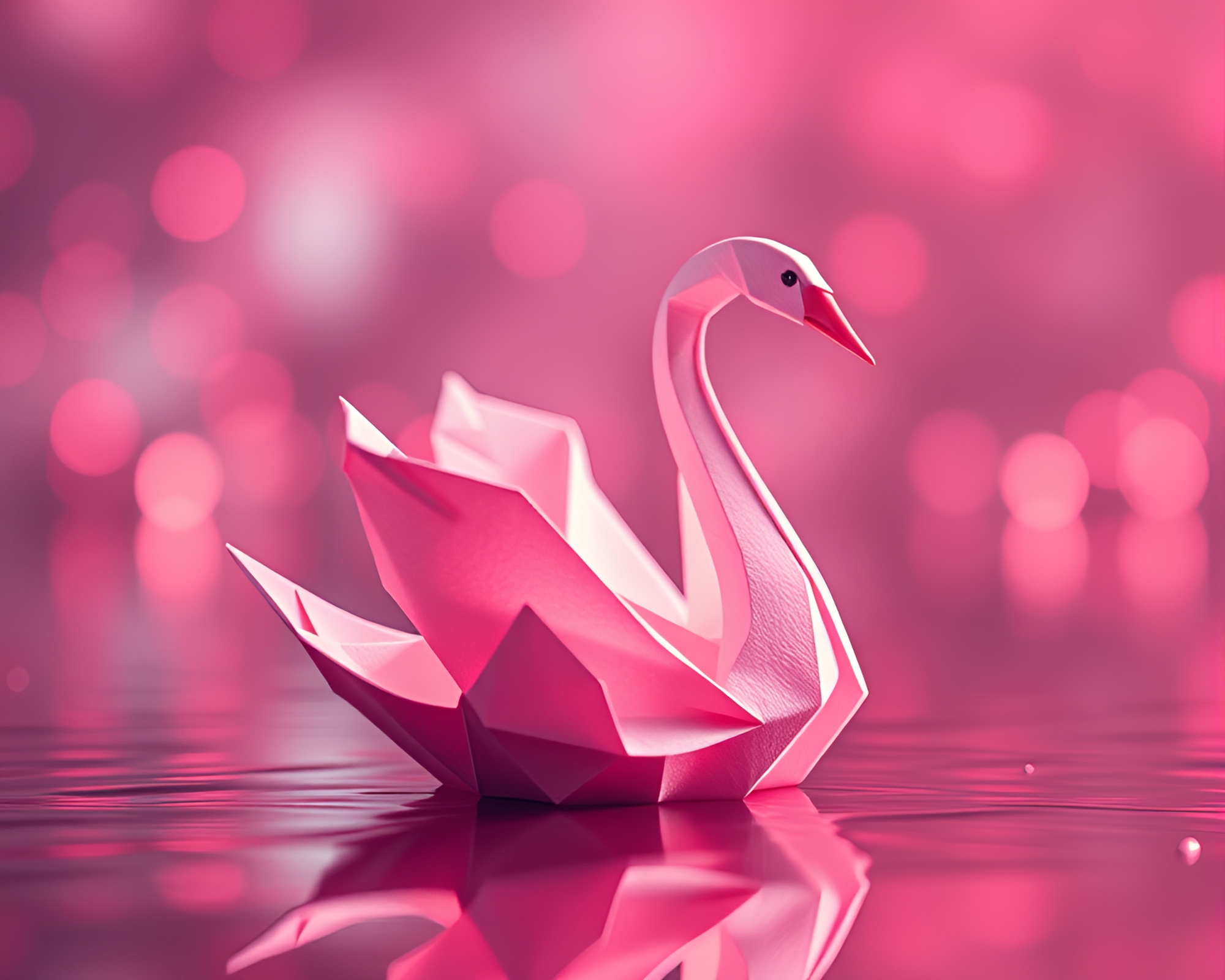 Surreal Origami Swan in High-Poly 3D Render – free AI stock image