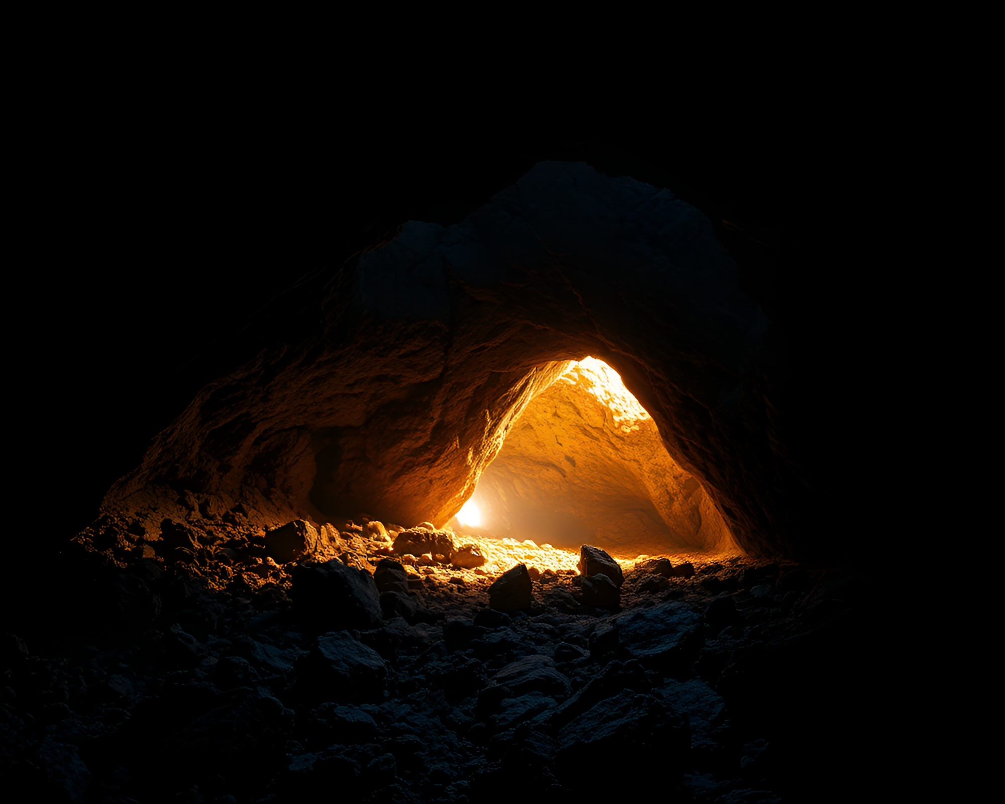 Ethereal Reef Cave Entrance Light Painting – free AI stock image