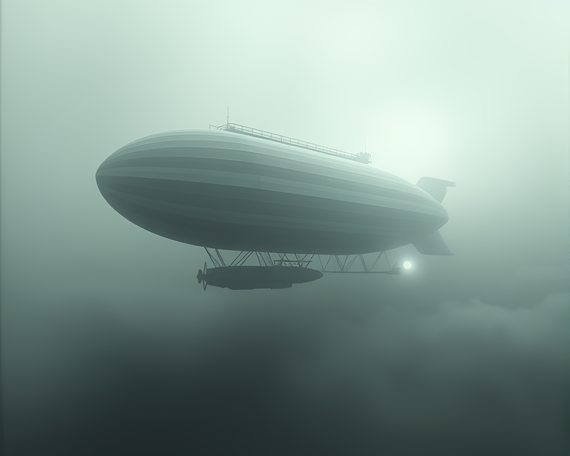 Majestic Zeppelin in Noir Fog Banks – free AI stock image