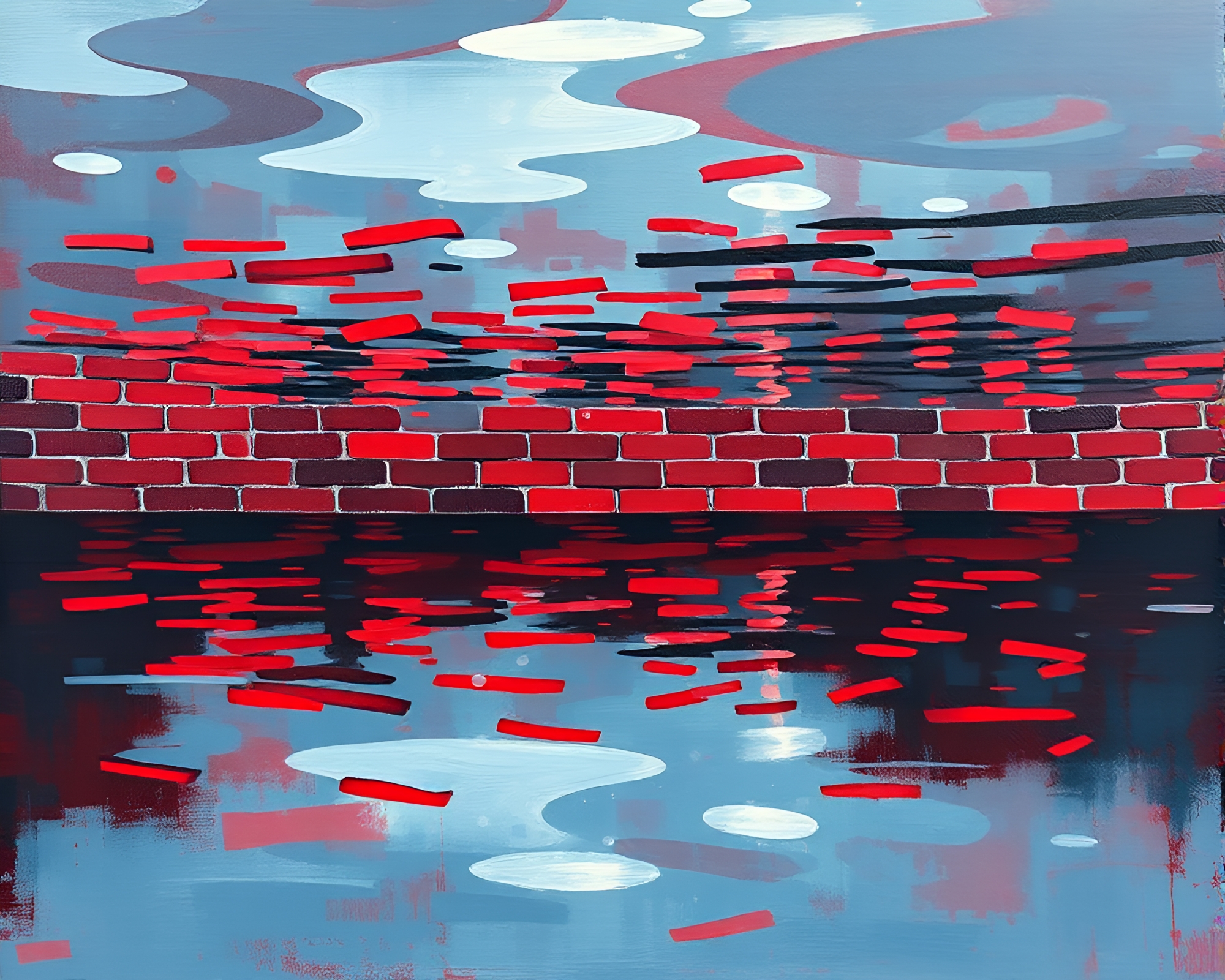Submersible Vessel in Reflective Brick-Red Waters – free AI stock image
