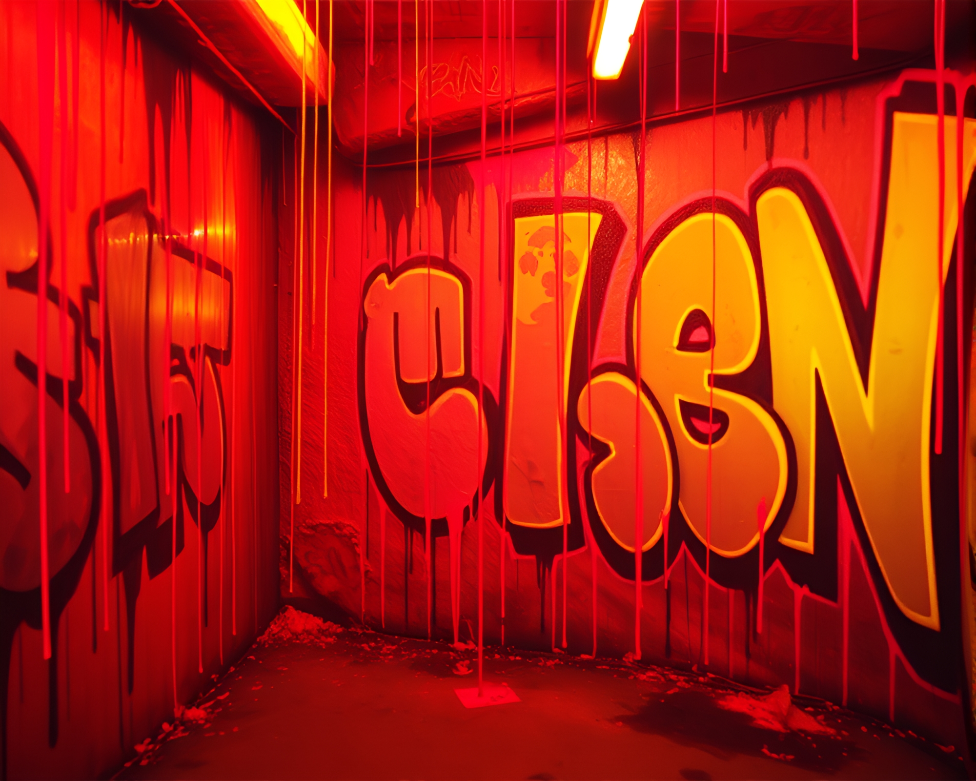 Graffiti Drips Synthwave: Infrared Neon Hues – free AI stock image
