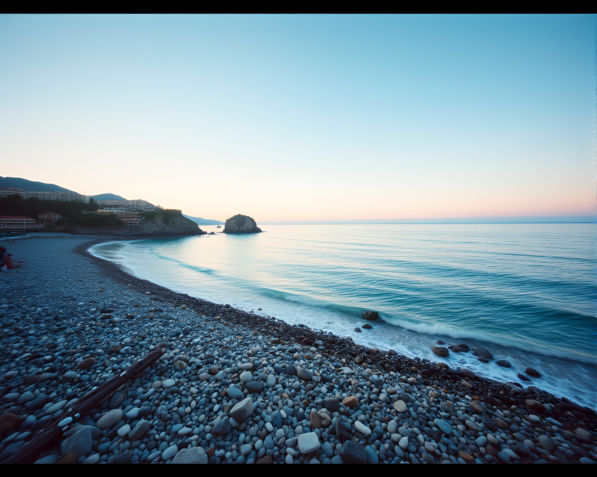 Pebble Beach Retro Scanlines High-Angle Double Exposure – free AI stock image