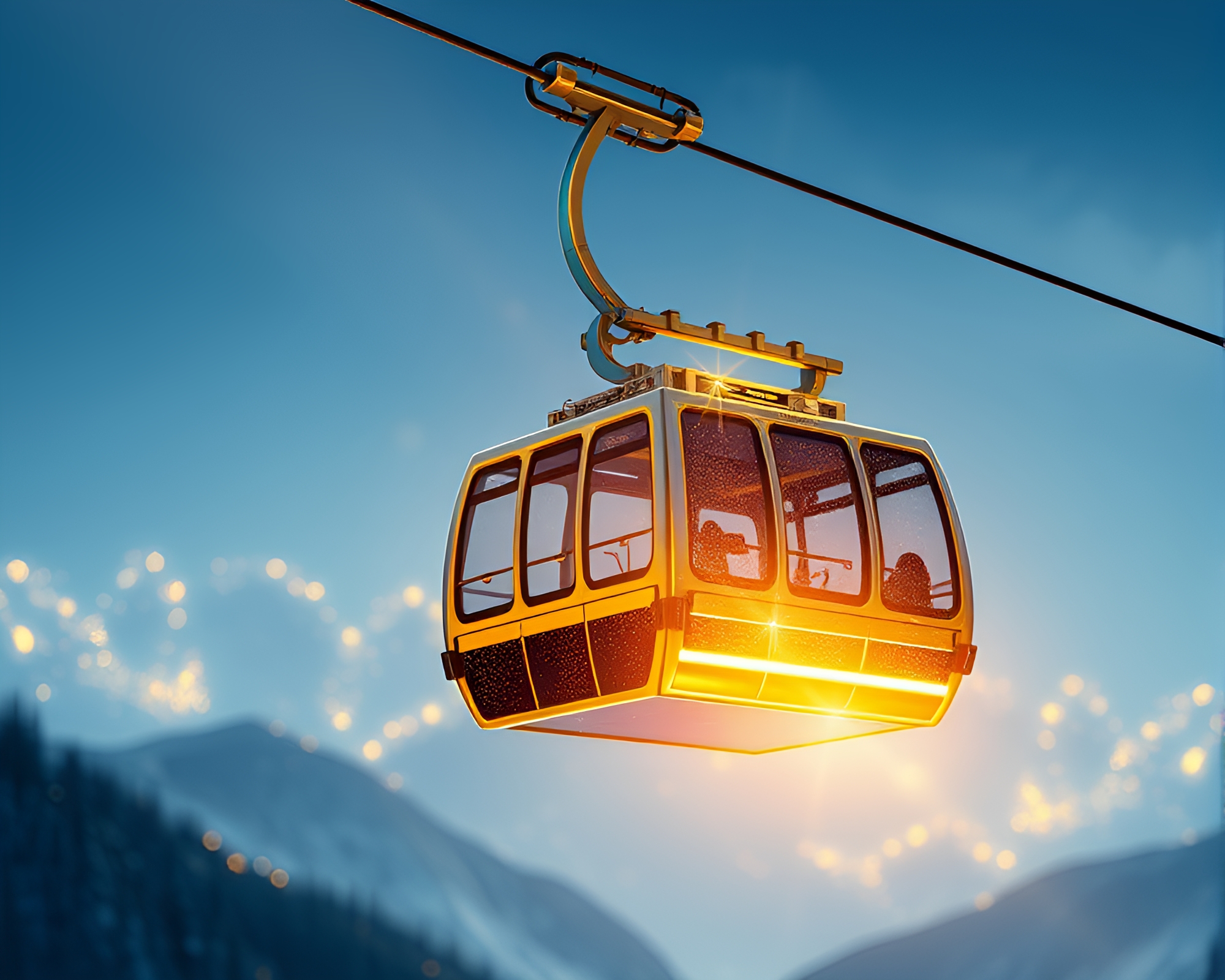 Golden Prism Gondola Lift Data Visualization – free AI stock image