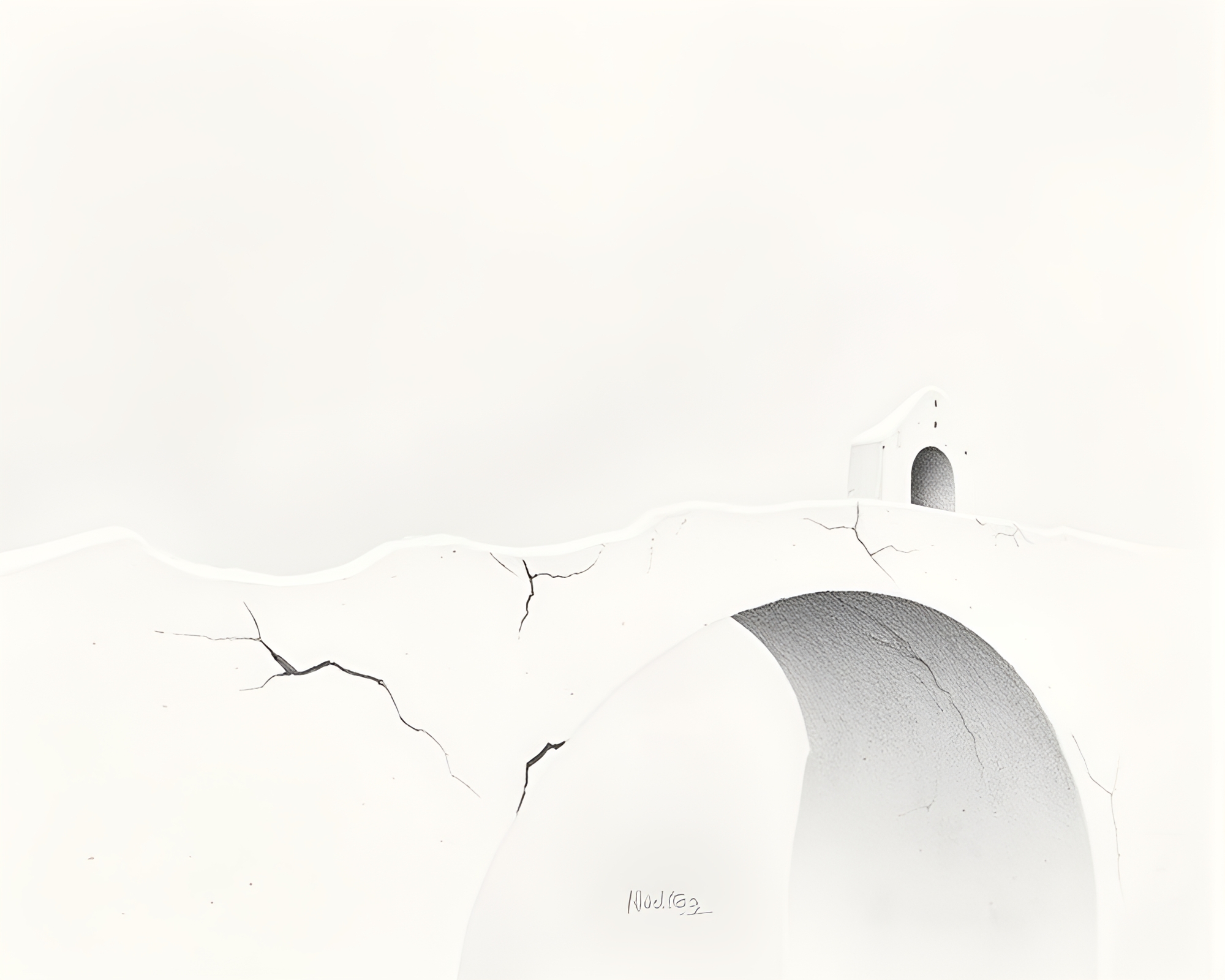 Torn Edges: Ivory White Bridge of Hatching Intricacy – free AI stock image