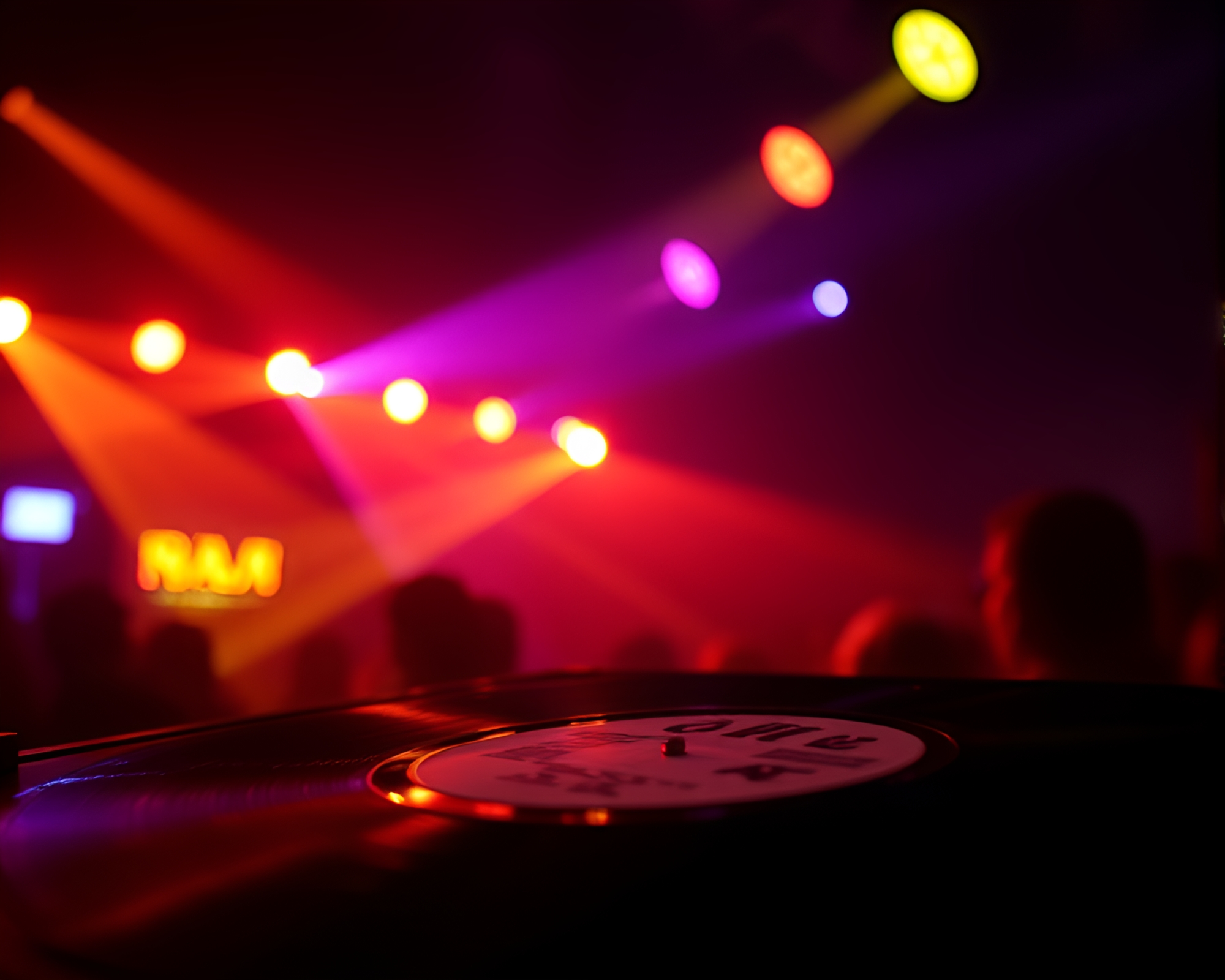 Futuristic Vinyl Record Club Scene with Bio-Organic Design – free AI stock image