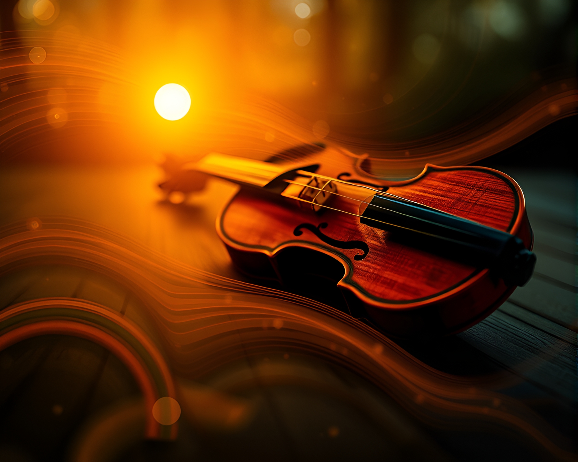 Enchanting Wooden Violin under Milky Way Swirl – free AI stock image