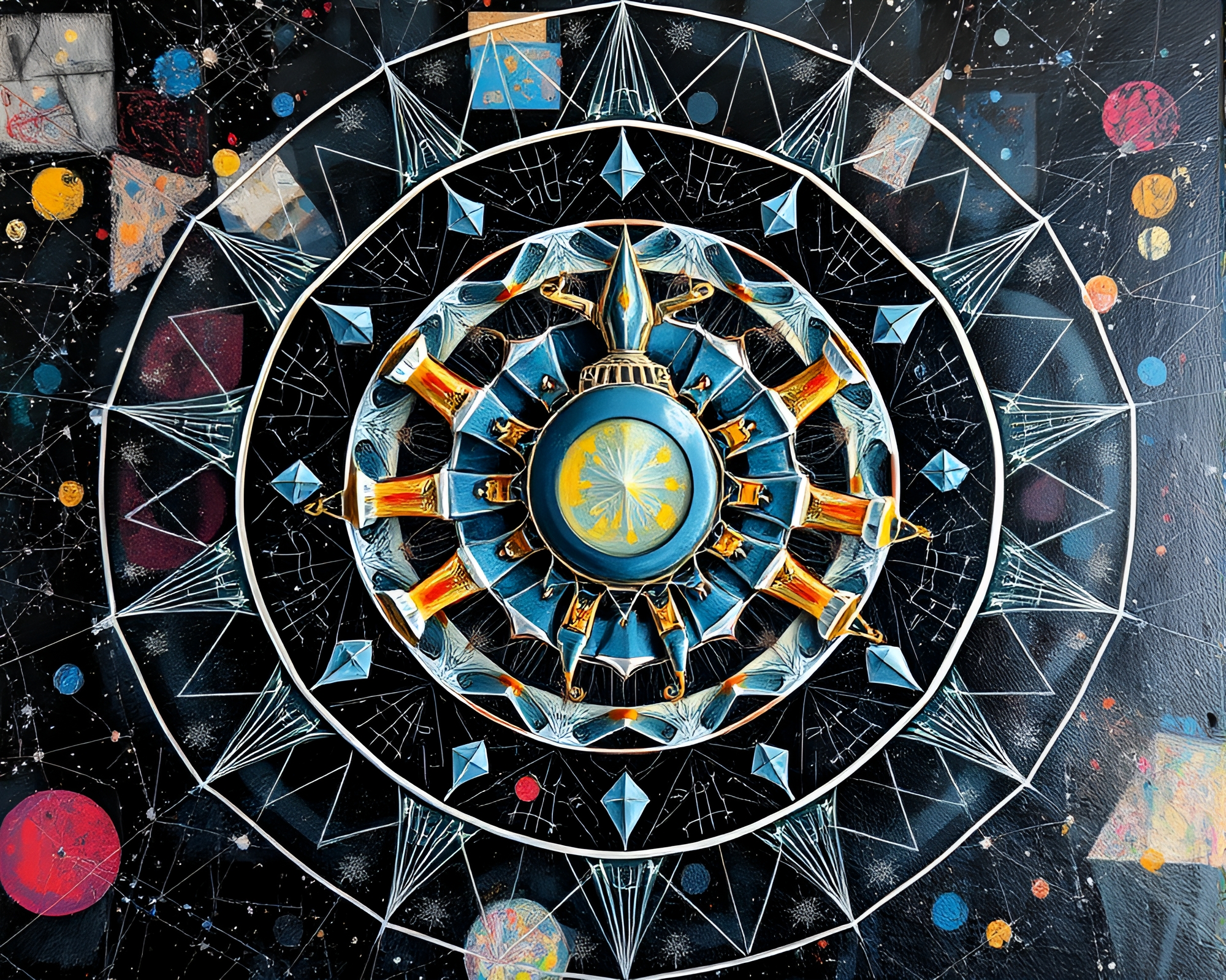 Mechanical Spider in Pastel Planetary Palette Knife Painting – free AI stock image
