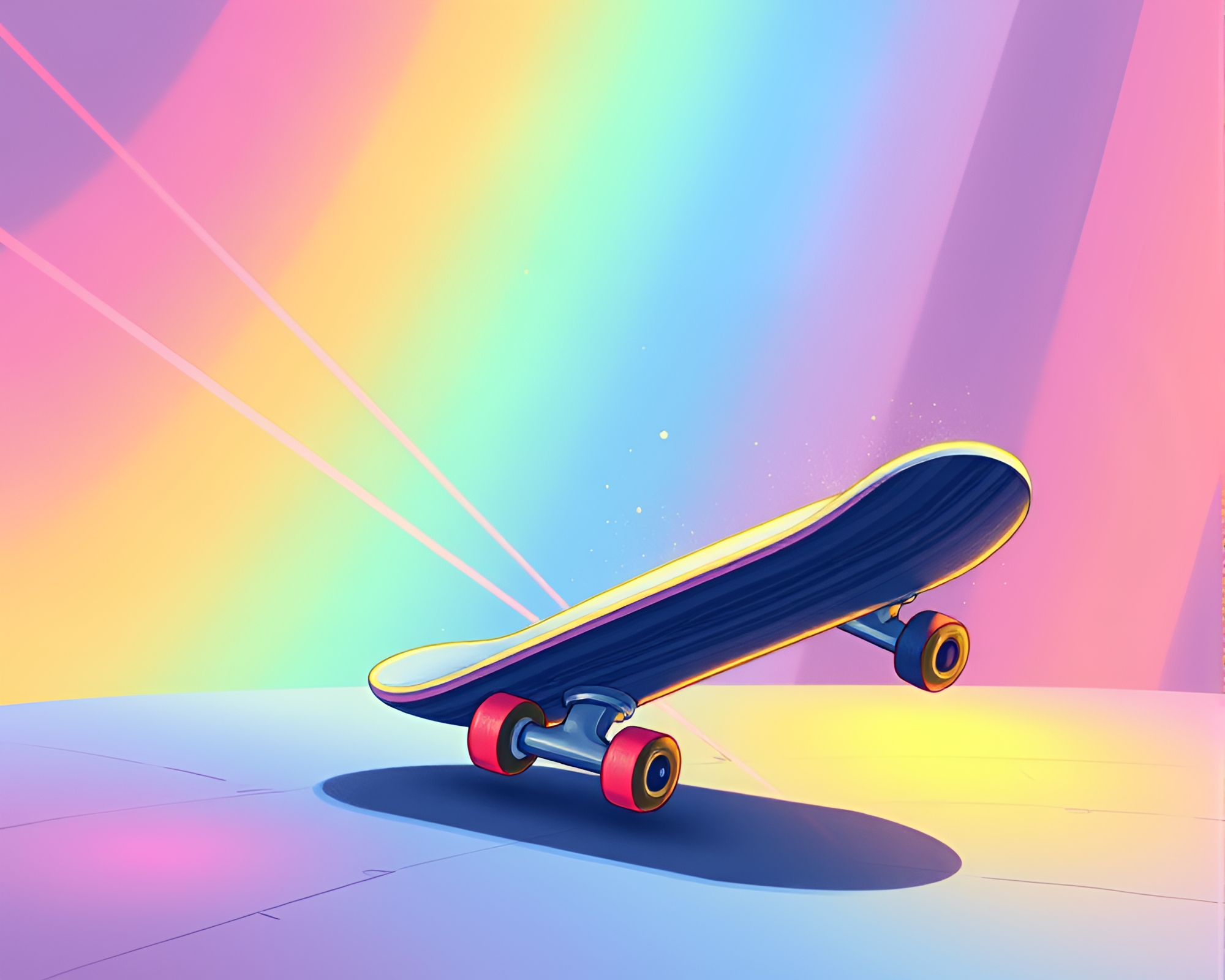 Neon Skateboard Adventure with Laser Beam Compositions – free AI stock image