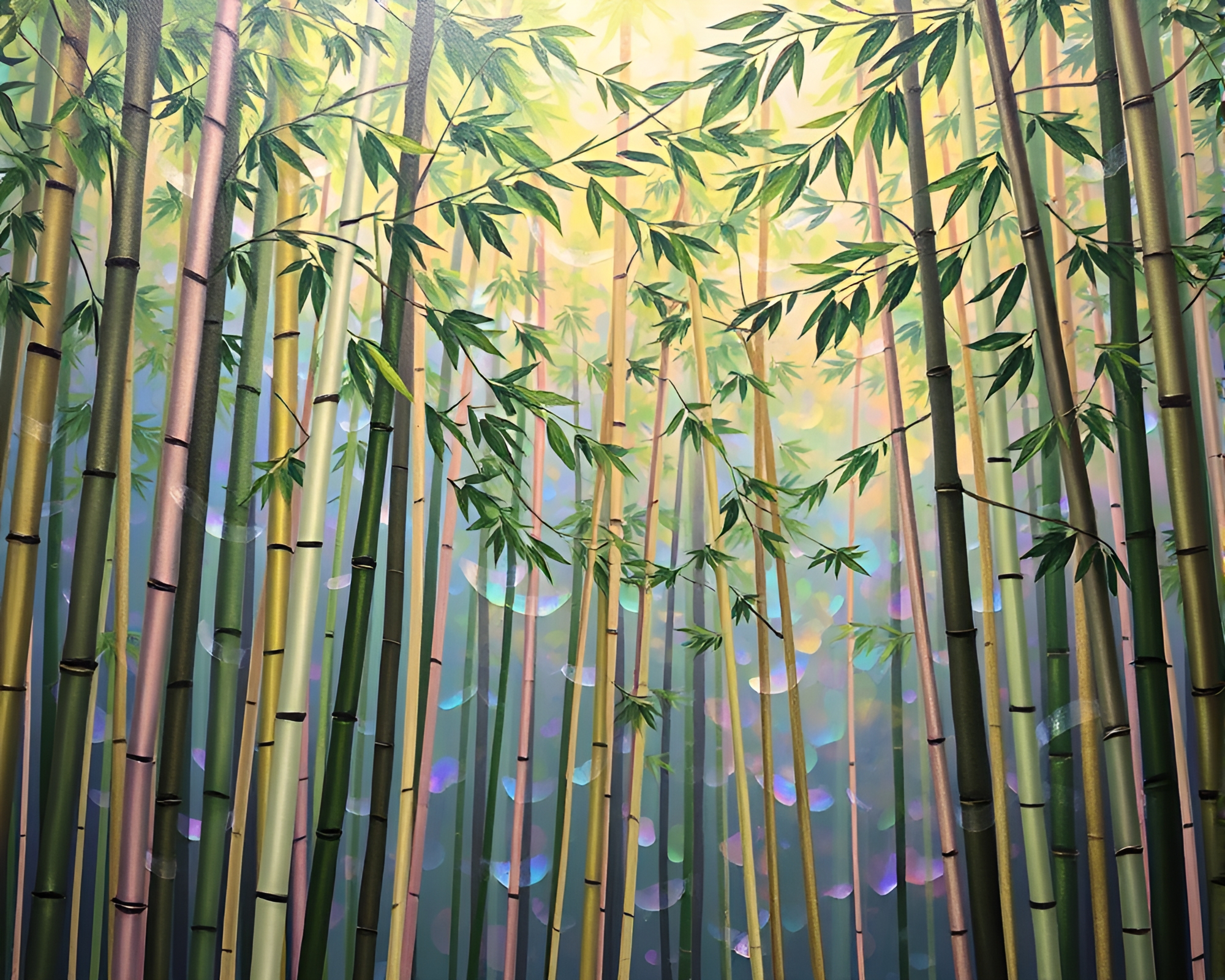 Iridescent Soap Film in Bamboo Grove Mural – free AI stock image