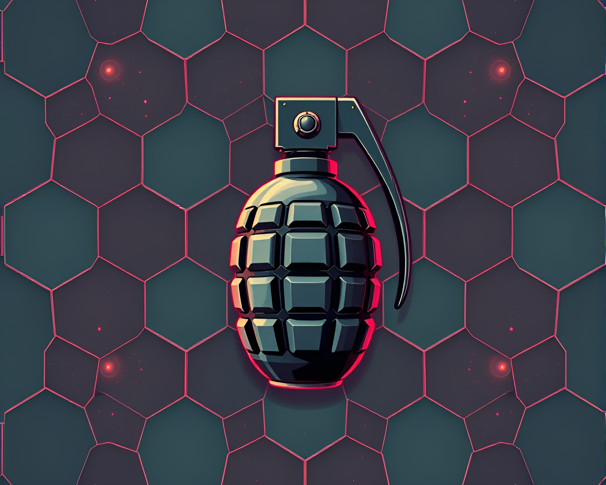 Antimatter Grenade Explosion in Hexagonal Tiling World – free AI stock image