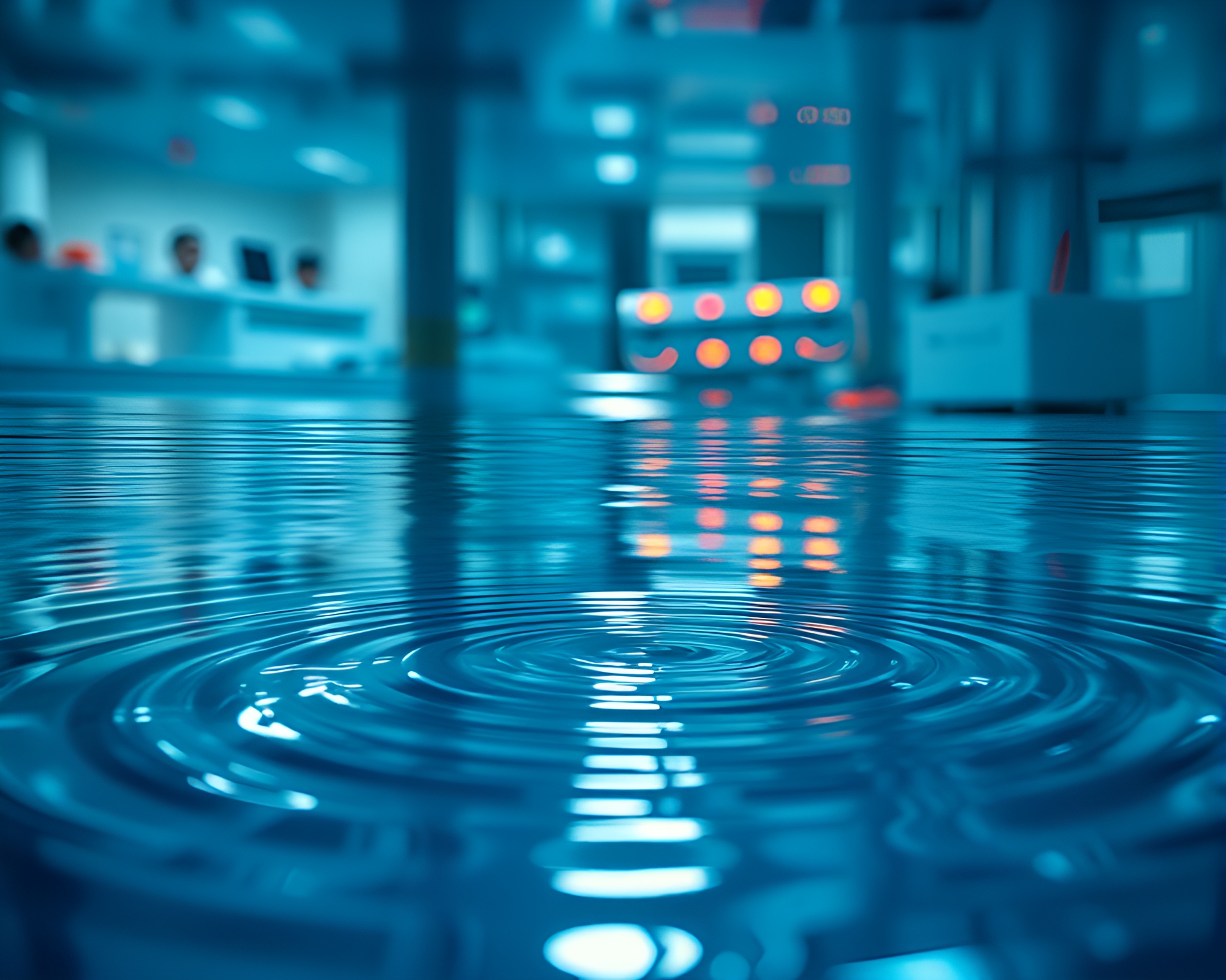 Robotics Laboratory Reflecting Water Ripples – free AI stock image
