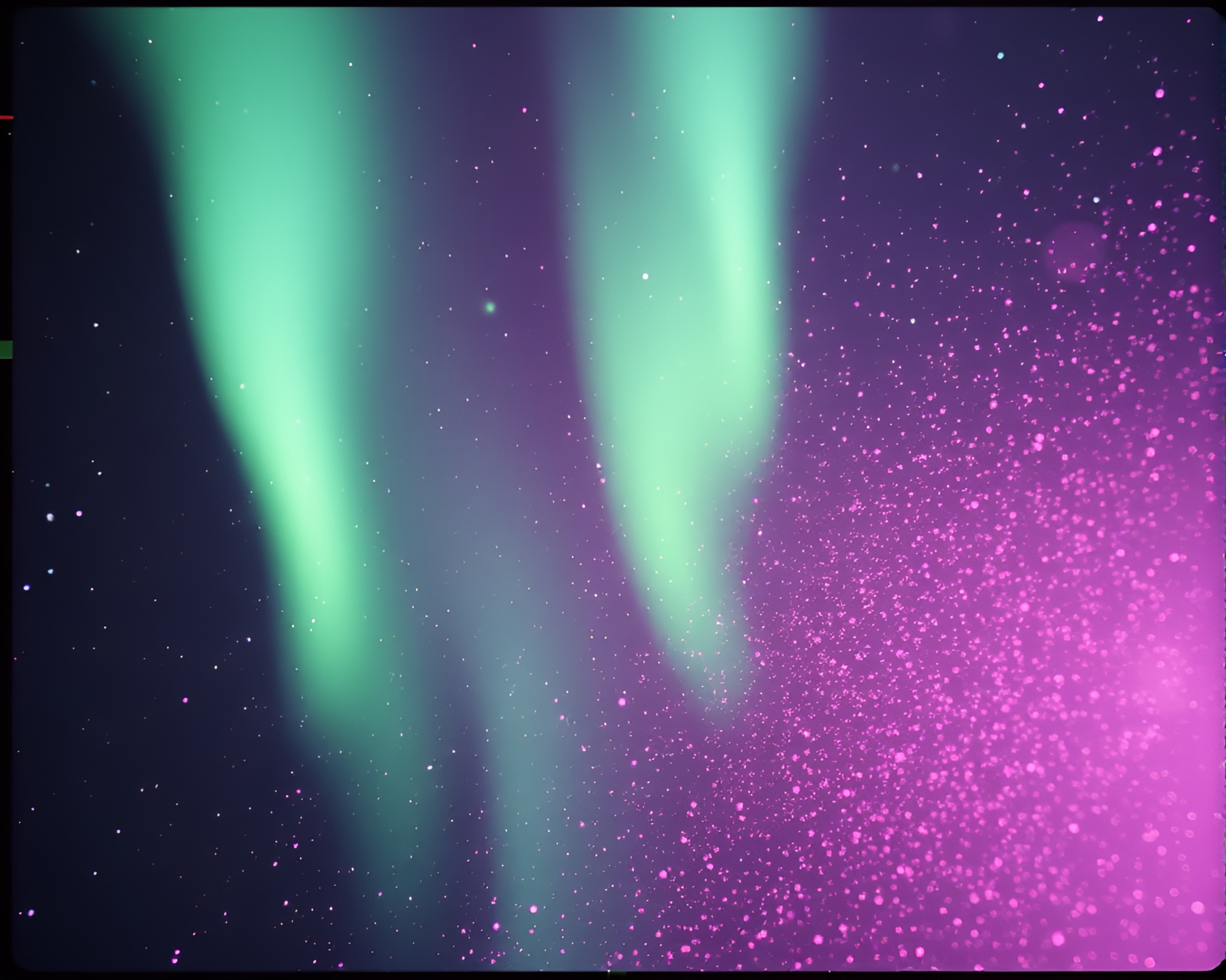 Aurora Borealis with Dust Particles VHS Glitch – free AI stock image